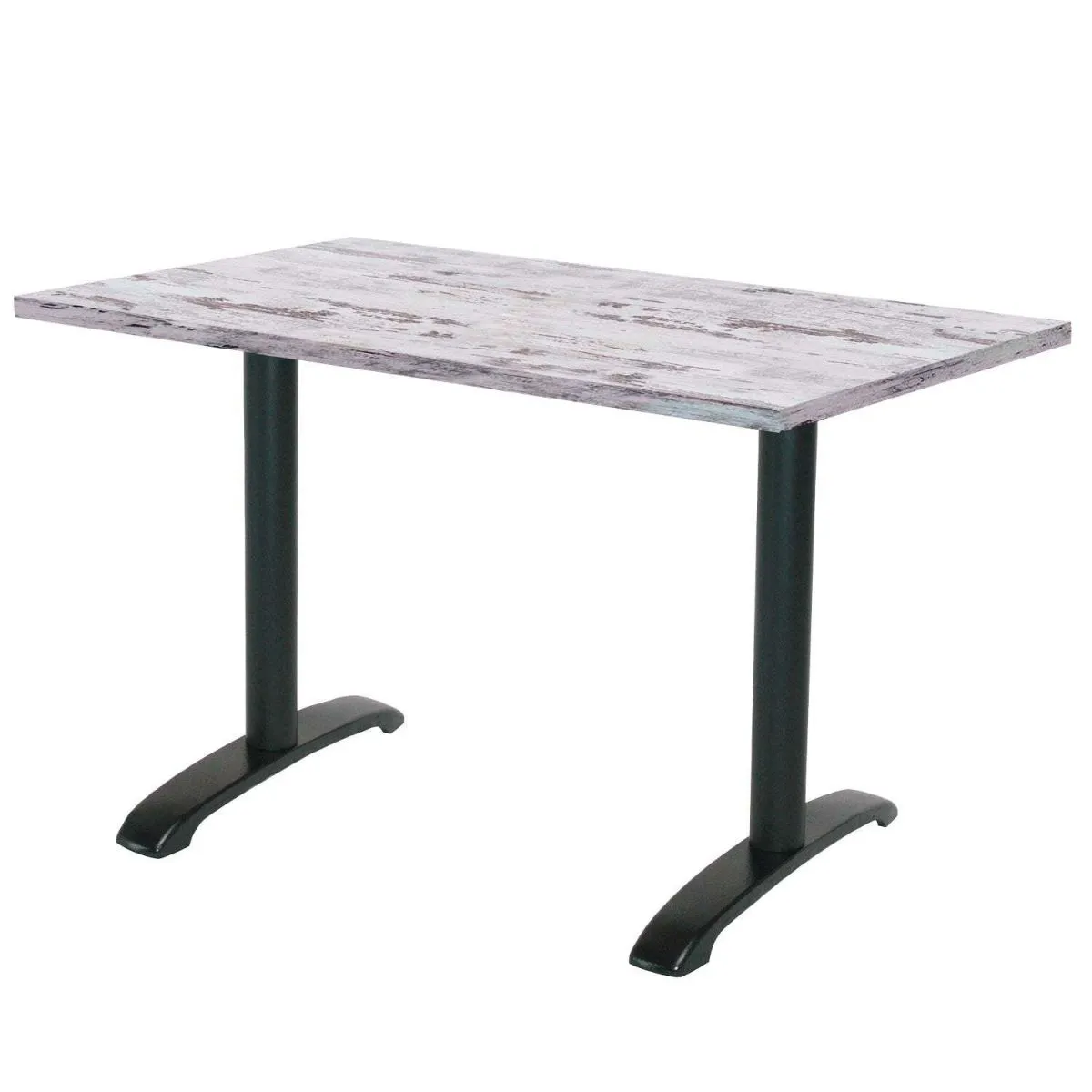 RestooTab Tavolo Bazila rettangolare - laminato pietra & legno; 160x80x74 cm (LxLxH); Piano tavolo quercia/bianco, struttura nero; rettangolare - immagine 1