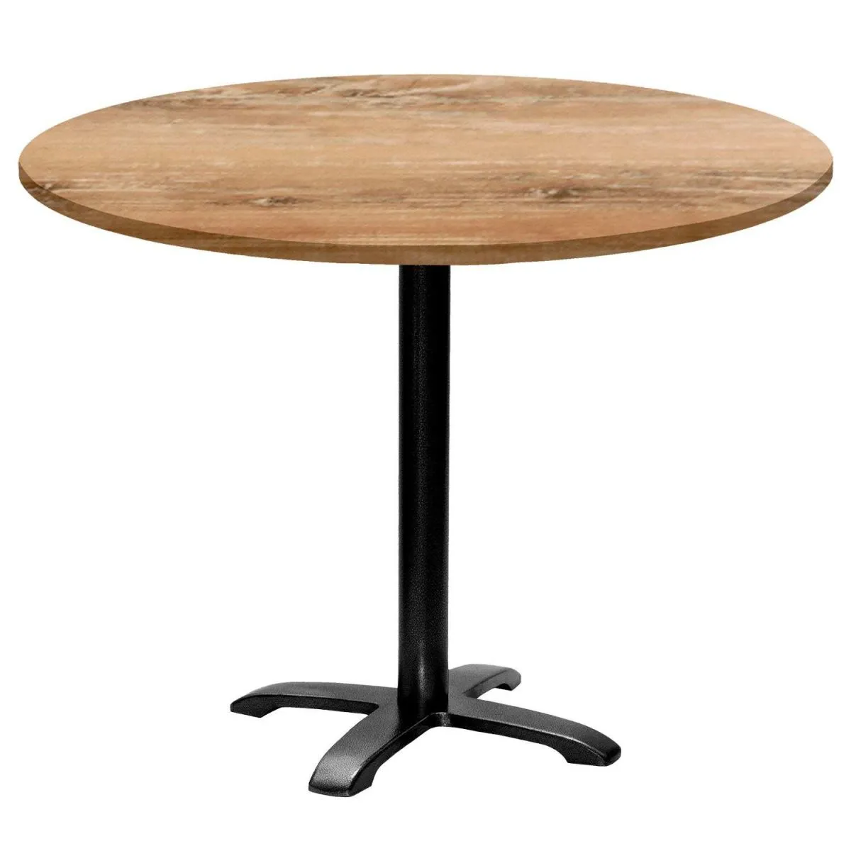 RestooTab Tavolo Bazila rotondo - laminato legno; 74x110 cm (HxØ); Piano tavolo quercia antica, struttura nero; rotonda - immagine 1