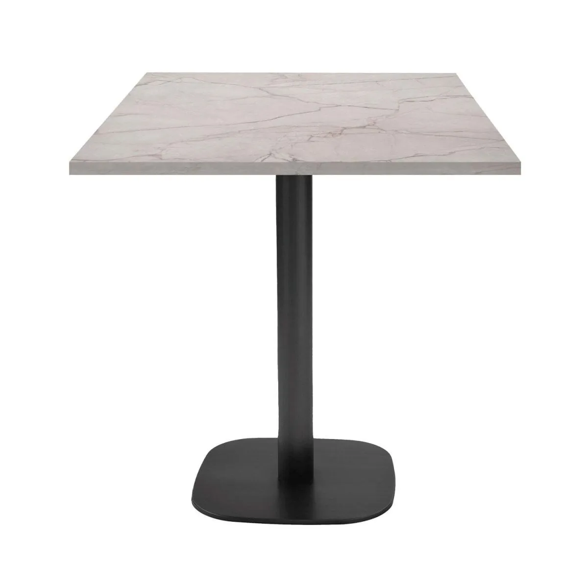 RestooTab Tavolo Round quadrato - laminato pietra & legno; 70x70x75 cm (LxLxH); Piano tavolo beige, struttura nero; quadrata - immagine 1