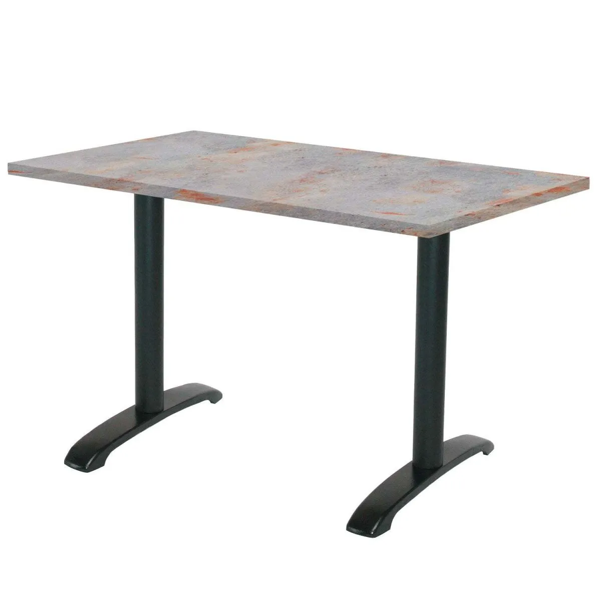 RestooTab Tavolo Bazila rettangolare - laminato pietra & legno; 160x80x74 cm (LxLxH); Piano tavolo metallo arrugginito/grigio, struttura nero; rettangolare - immagine 1