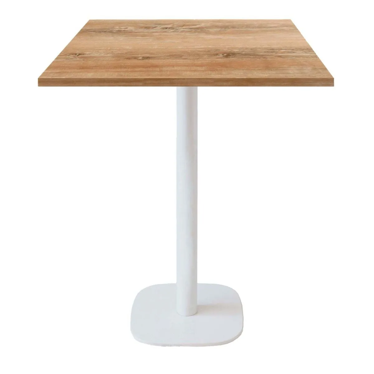 RestooTab Tavolo alto Round quadrato base bianco - laminato legno & tinta unita; 70x70x113 cm (LxLxH); Piano tavolo quercia antica, struttura bianco; quadrata - immagine 1