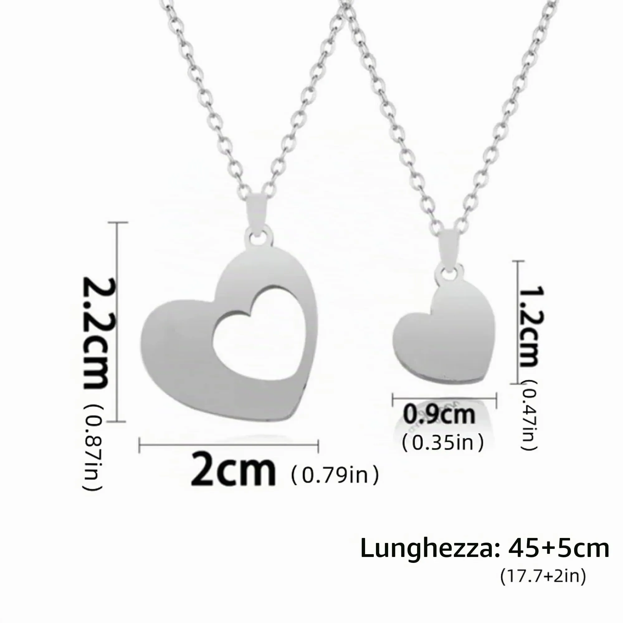 EUEAVAN Collana con ciondolo a forma di cuore spezzato, con scritta "Best Friend" e "Feever", con due mezzi cuori, per coppie, regalo di San Valentino, Medio, Acciaio inossidabile, Non pietra preziosa - immagine 6