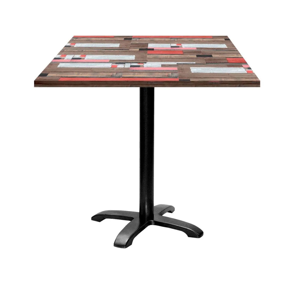 RestooTab Tavolo Bazila quadrato - laminato legno; 70x70x74 cm (LxLxH); Piano tavolo multicolore, struttura nero; quadrata - immagine 1