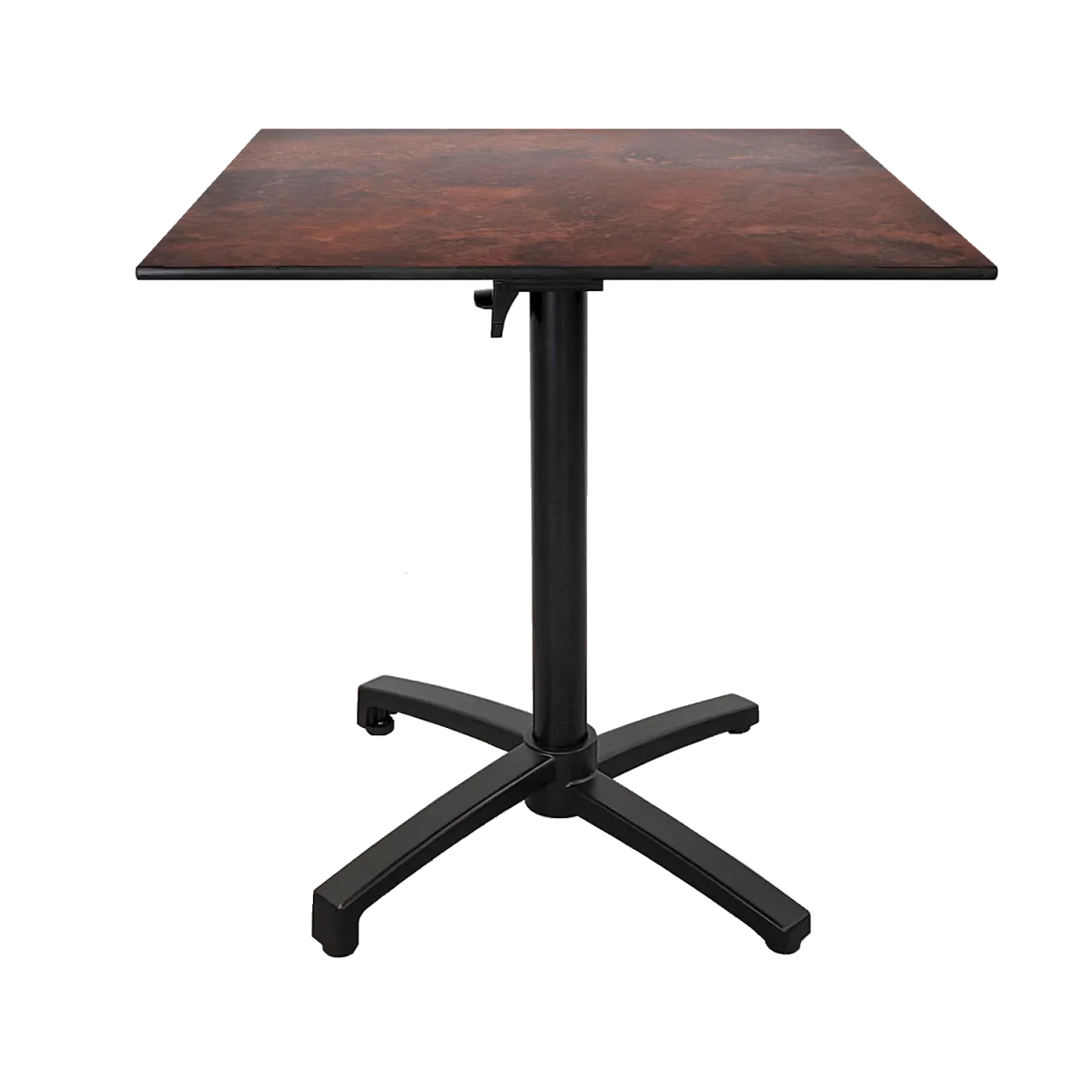 RestooTab Tavolo pieghevole da esterno Diabolo; 70x70x73 cm (LxLxH); Piano tavolo metallo arrugginito/marrone, struttura nero; quadrata - immagine 1
