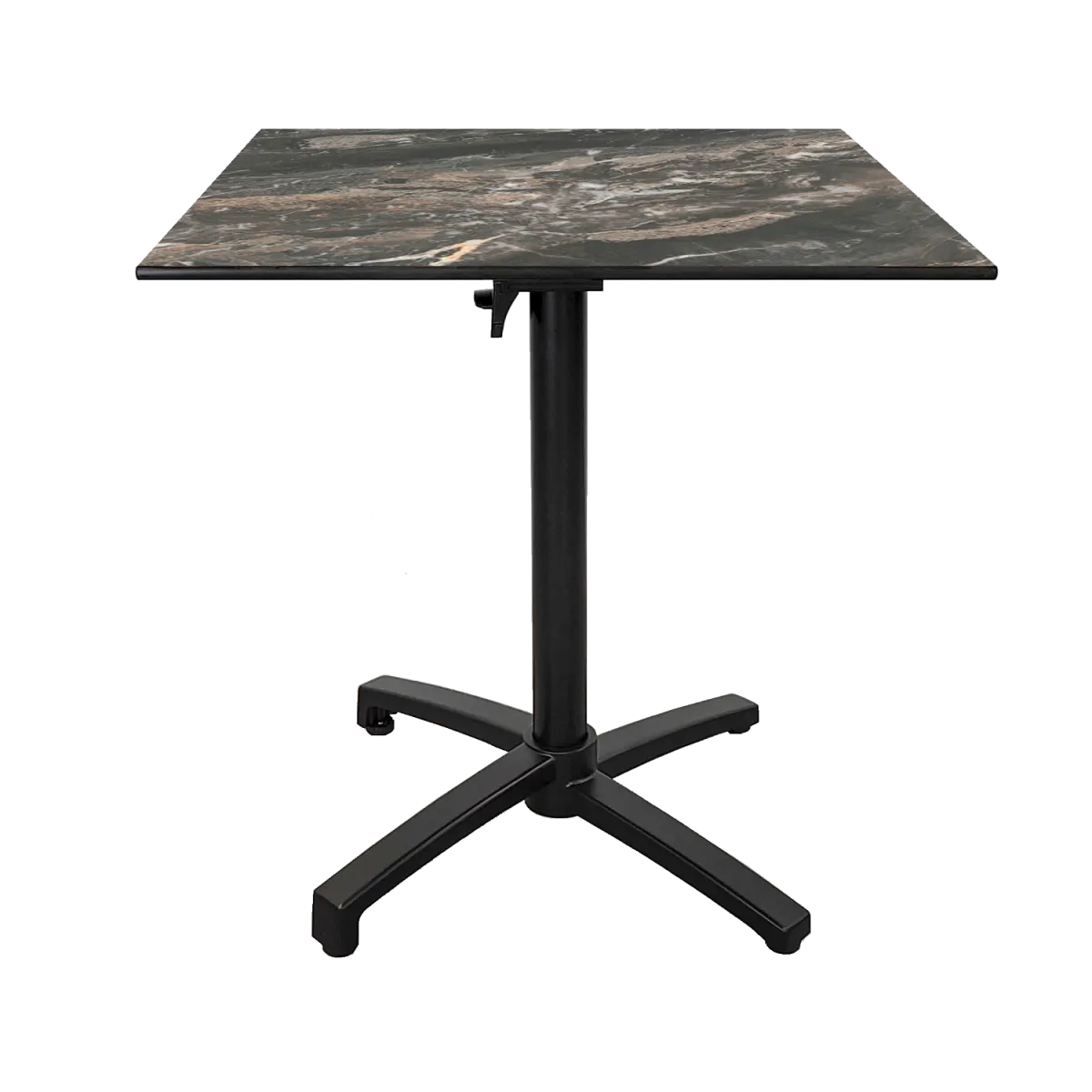 RestooTab Tavolo pieghevole da esterno Diabolo; 70x70x73 cm (LxLxH); Piano tavolo nero/marrone/marmorizzato, struttura nero; quadrata - immagine 1