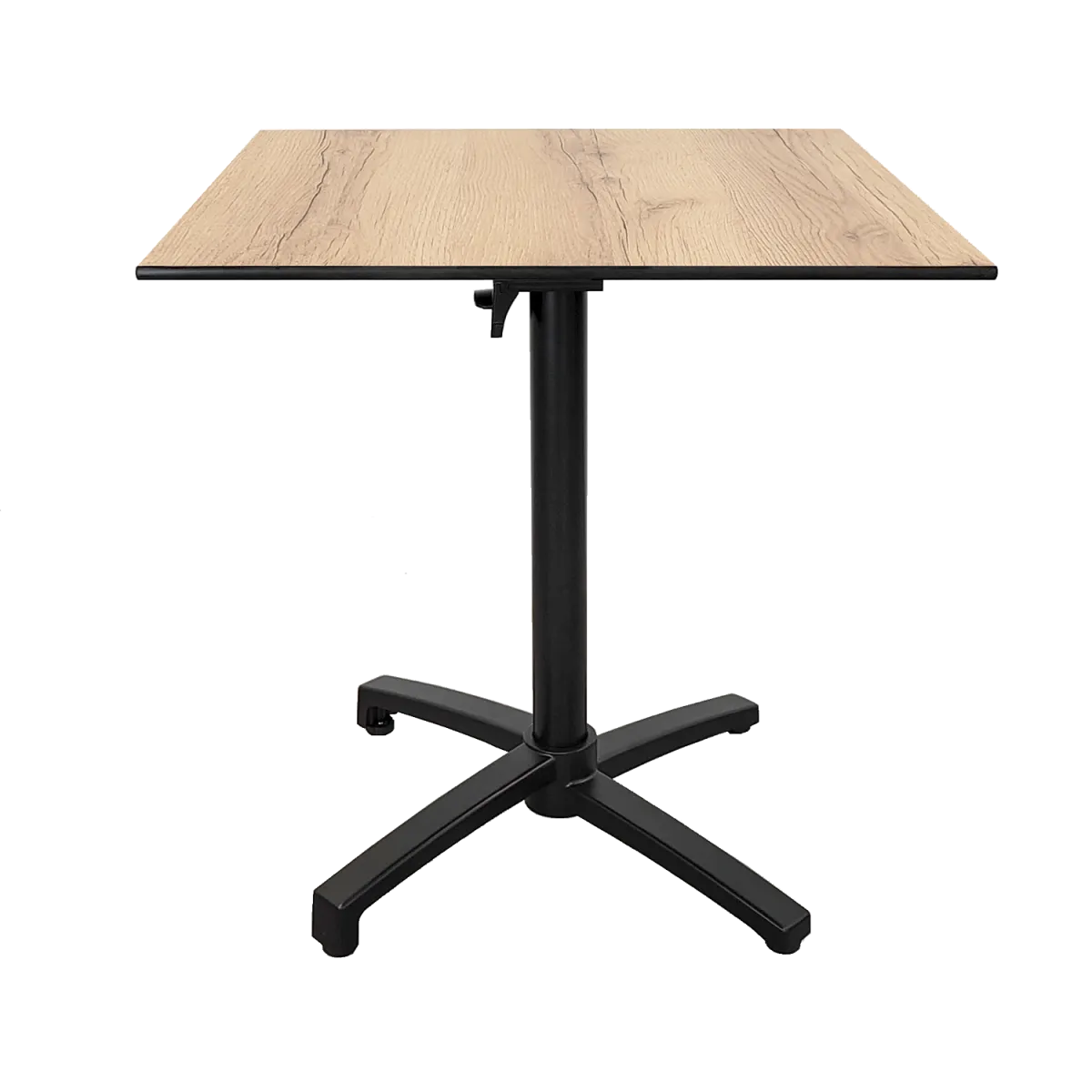 RestooTab Tavolo pieghevole da esterno Diabolo; 70x70x73 cm (LxLxH); Piano tavolo quercia/naturale, struttura nero; quadrata - immagine 1