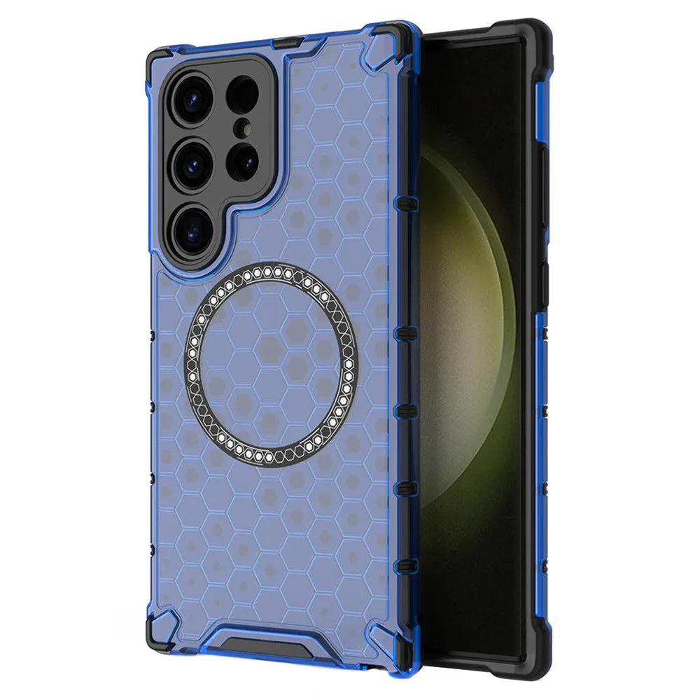 Custodia MagSafe per Samsung Galaxy S25 Ultra S938, Techsuit, HoneyComb Shield, Blu - immagine 1