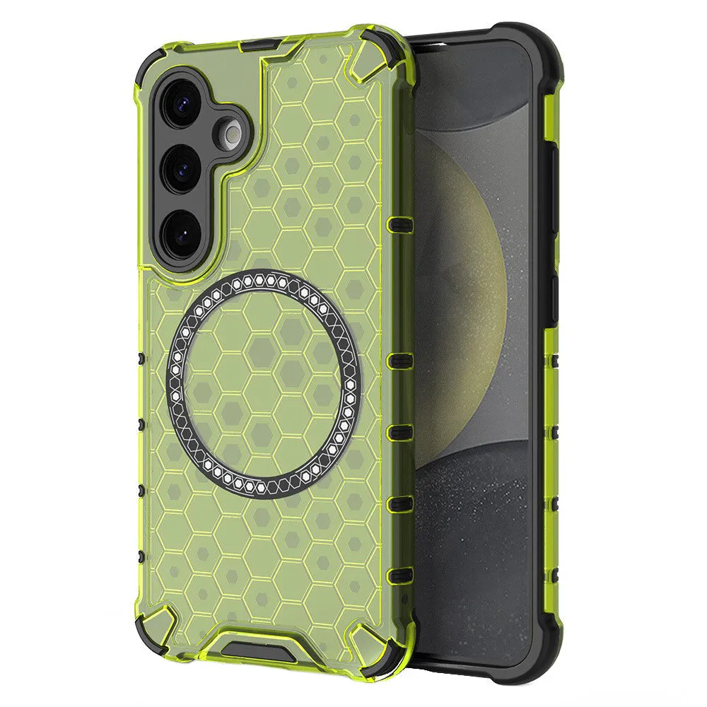 Custodia MagSafe per Samsung Galaxy S25 S931, Techsuit, HoneyComb Shield, Verde - immagine 1