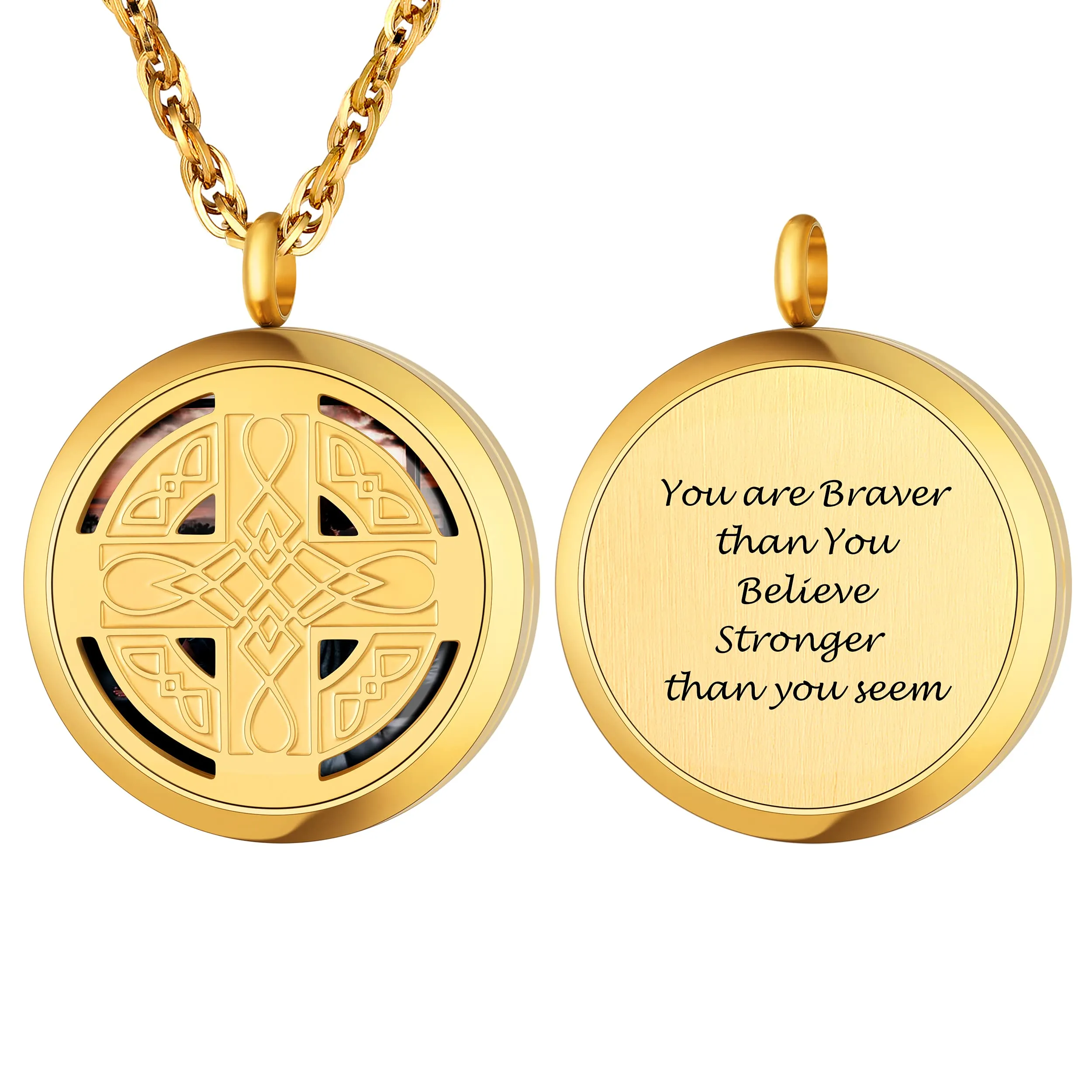 PROSTEEL Collana Personalizzata in Acciaio Inossidabile Nodo Celtico Oro - Personalizzabile con Foto Proiettata per Uomo e Donna - immagine 1