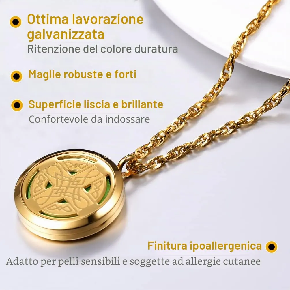 PROSTEEL Collana Personalizzata in Acciaio Inossidabile Nodo Celtico Oro - Personalizzabile con Foto Proiettata per Uomo e Donna - immagine 4