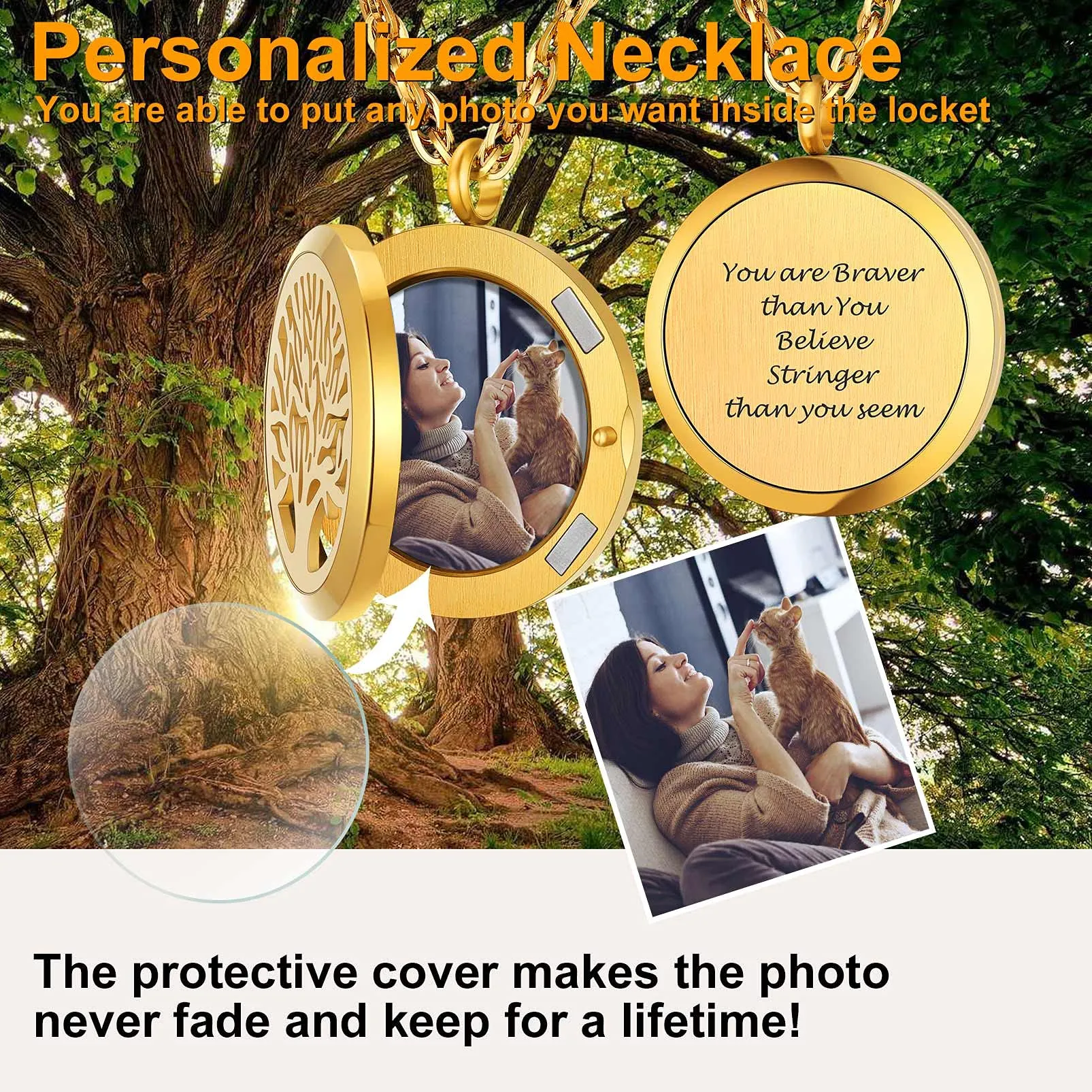PROSTEEL Ciondolo con Foto Personalizzata in Acciaio Inossidabile Oro Albero della Vita Collana Uomo Donna Collana Foto Personalizzata - immagine 5