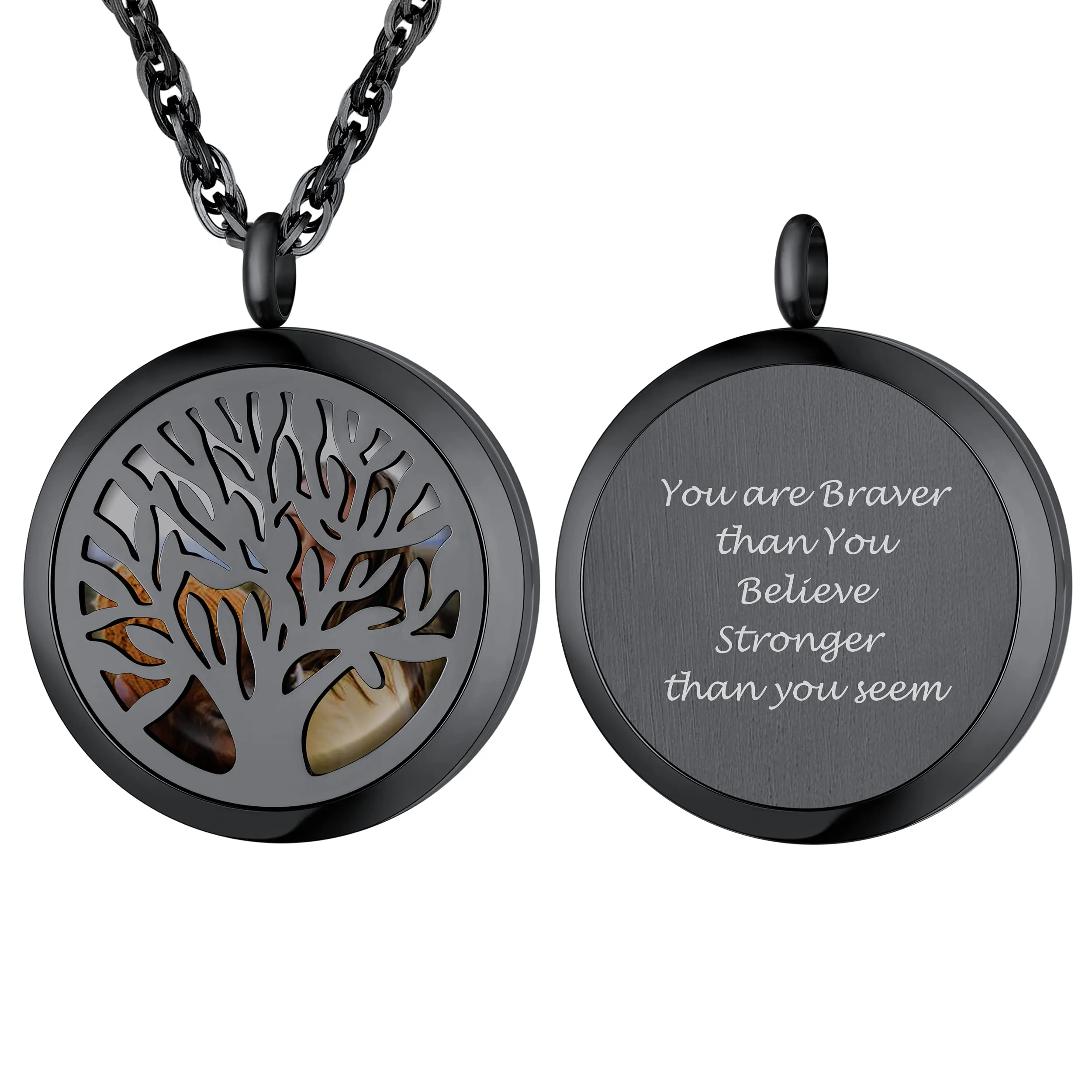 PROSTEEL Ciondolo Portafoto in Acciaio Inossidabile Nero Albero della Vita Collana con Foto Ciondolo Personalizzato - immagine 1