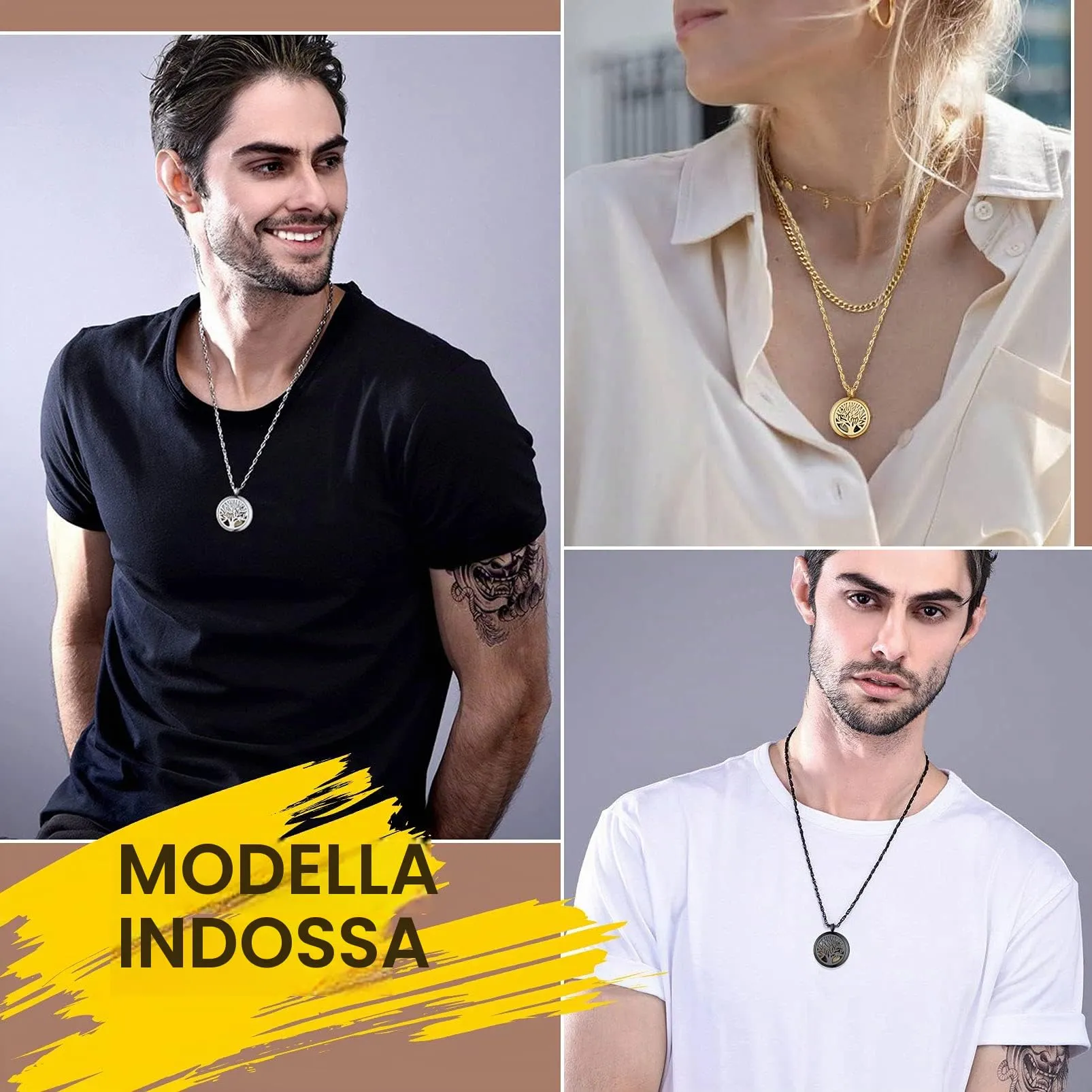 PROSTEEL Ciondolo Portafoto in Acciaio Inossidabile Nero Albero della Vita Collana con Foto Ciondolo Personalizzato - immagine 2