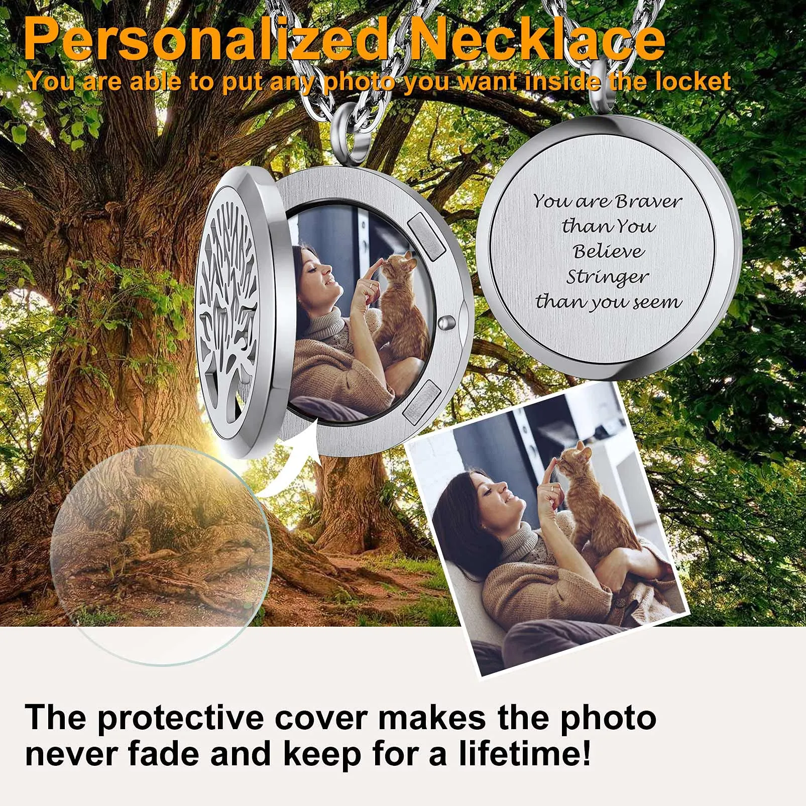 PROSTEEL Collana Personalizzata con Foto in Acciaio Inossidabile Albero della Vita Collana Uomo Donna - immagine 4