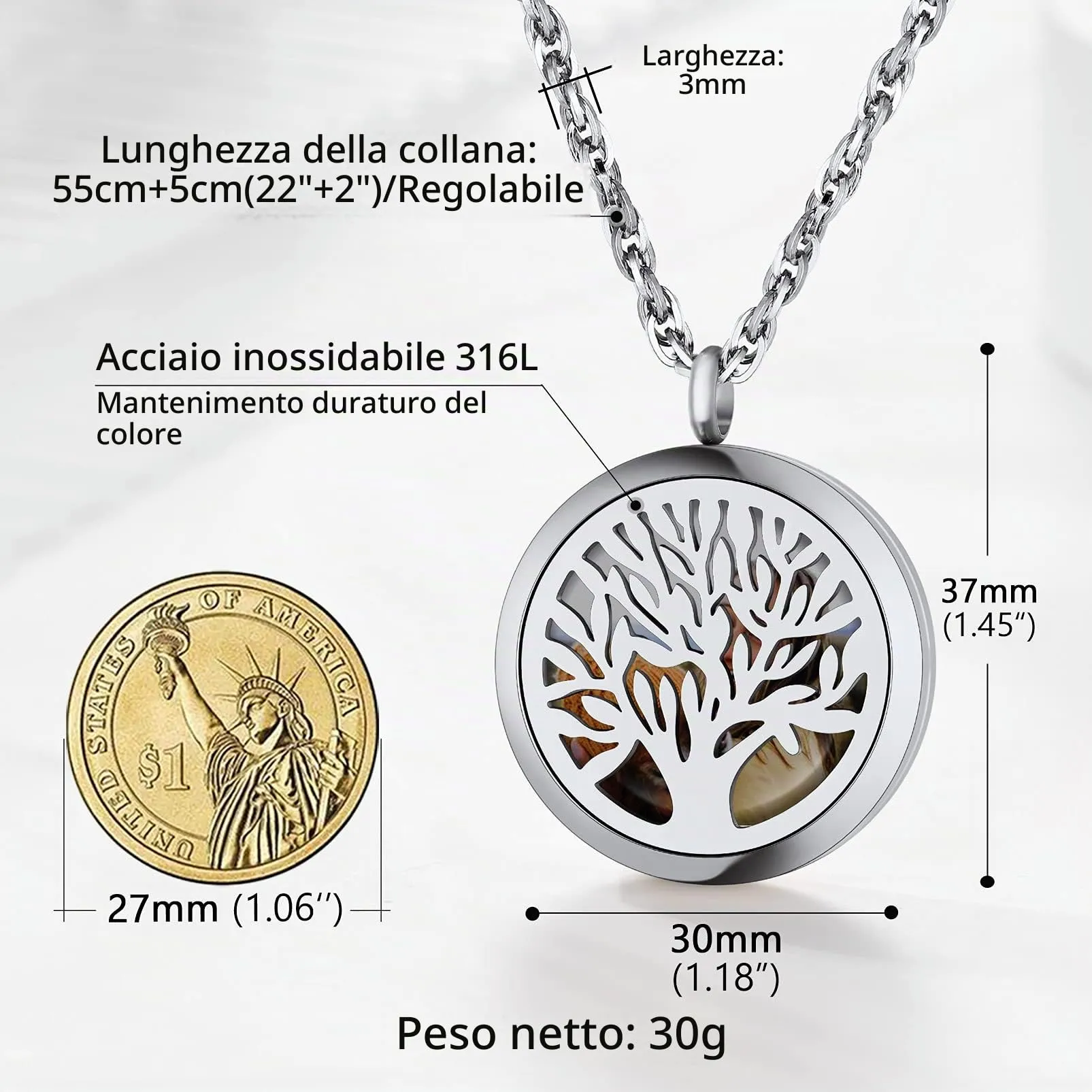 PROSTEEL Collana Personalizzata con Foto in Acciaio Inossidabile Albero della Vita Collana Uomo Donna - immagine 5