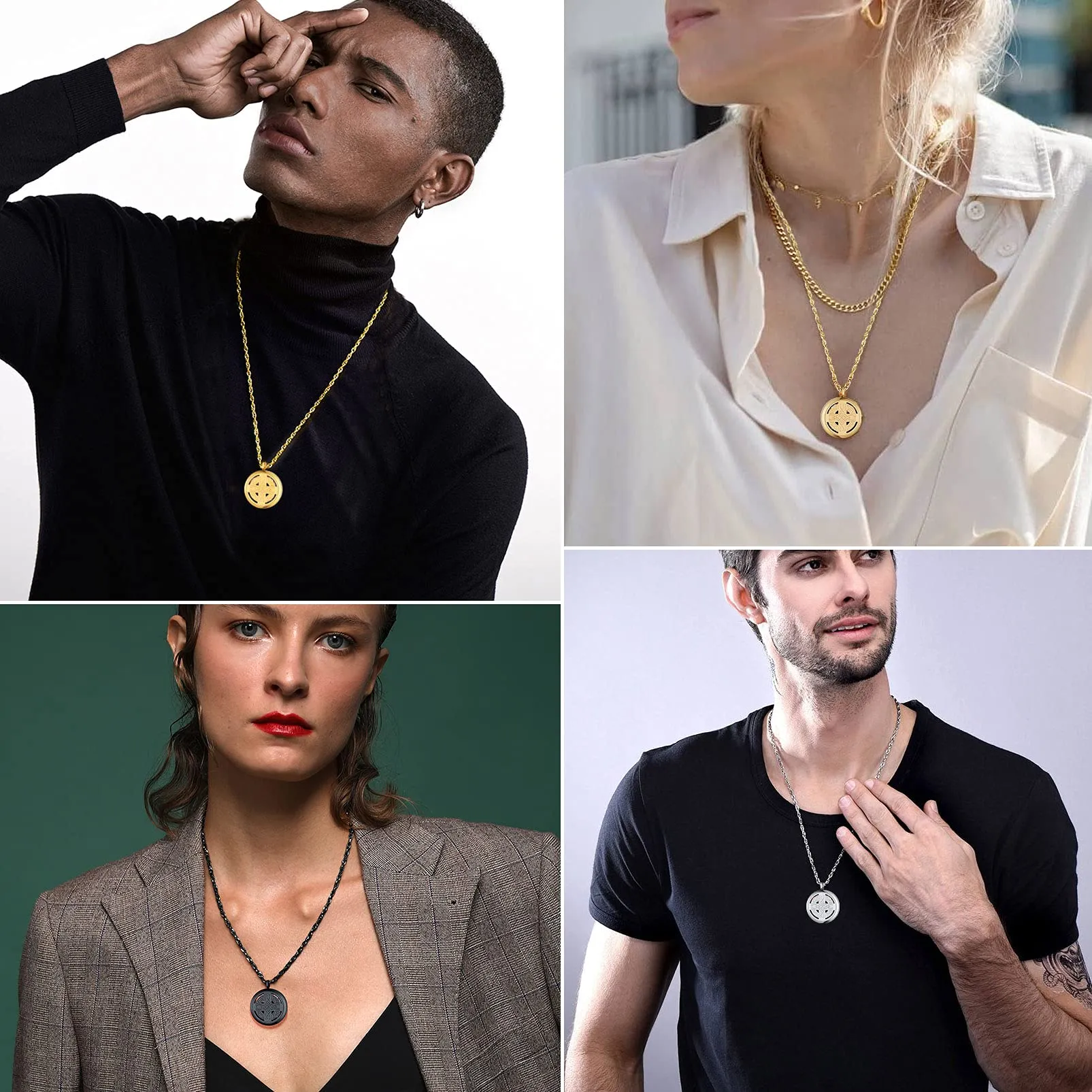 PROSTEEL Collana Personalizzata Nodo Celtico Nero Acciaio Inossidabile - immagine 2