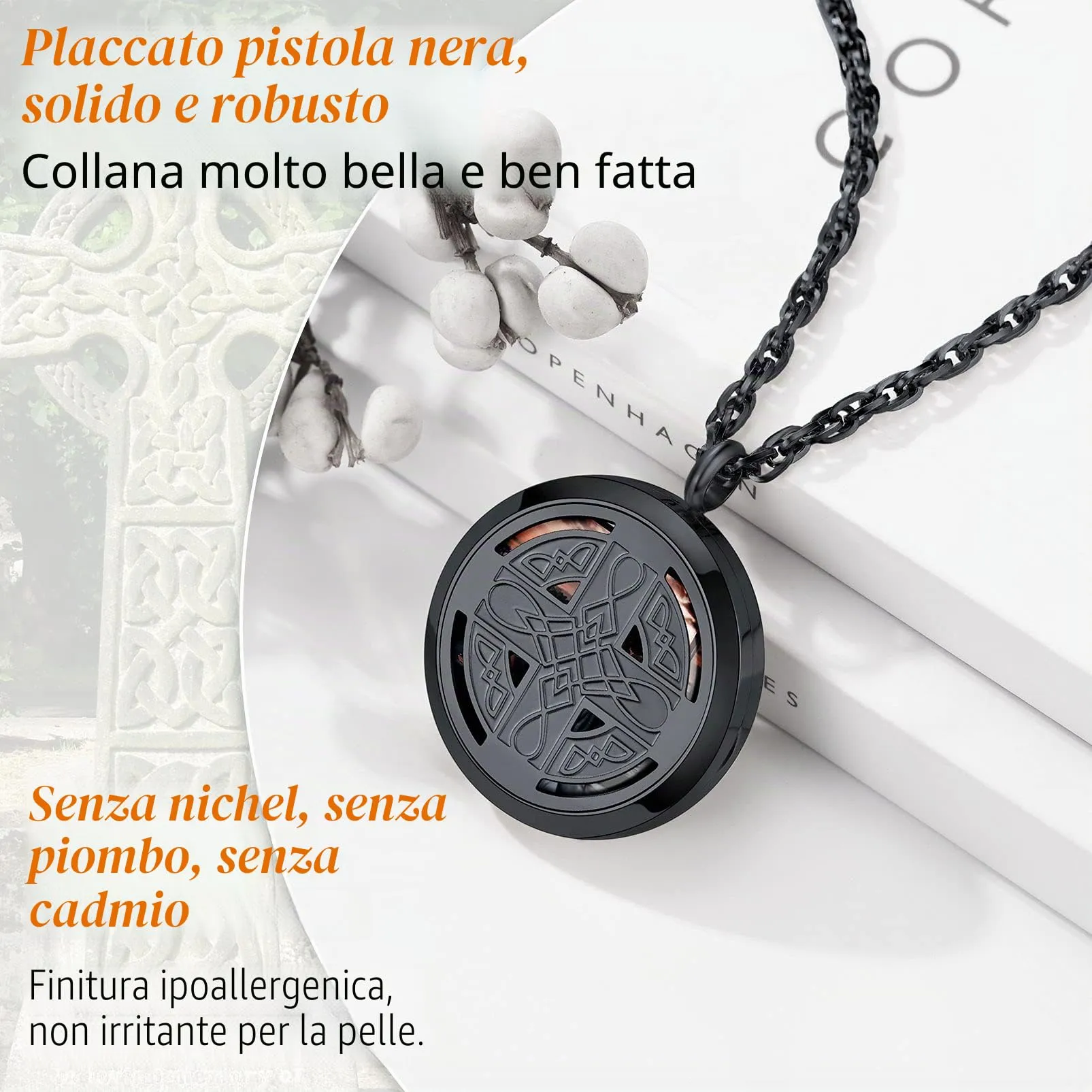 PROSTEEL Collana Personalizzata Nodo Celtico Nero Acciaio Inossidabile - immagine 3