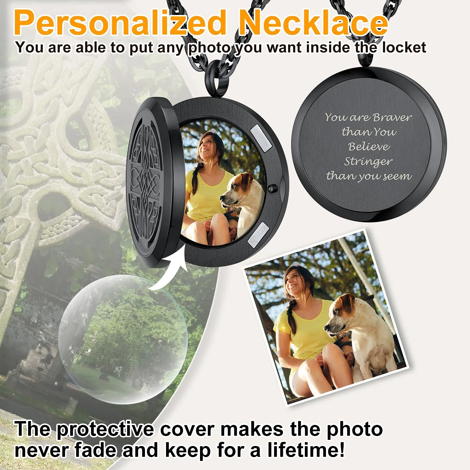 PROSTEEL Collana Personalizzata Nodo Celtico Nero Acciaio Inossidabile - immagine 5