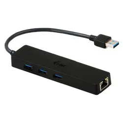 Hub USB ADVANCE SERIES 3.0 + Gigabit Ethernet Black 3 porte U3GL3SLIM - immagine 1