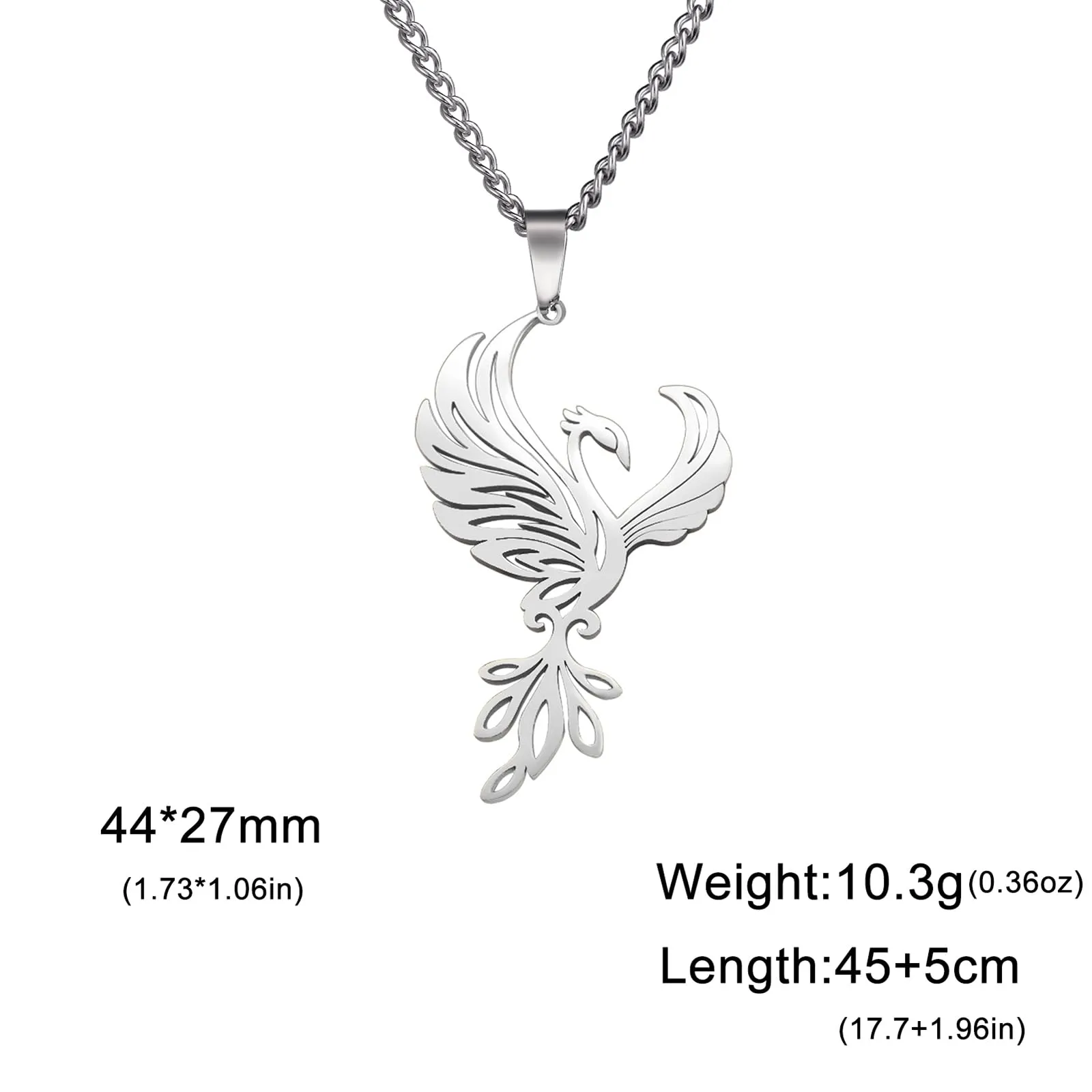 VASSAGO Collana di fenice nascente per donne Collana con ciondolo di uccello di fuoco in acciaio inox per uomini Regali di gioielli alla moda (Collana Fenice Argento) - immagine 6