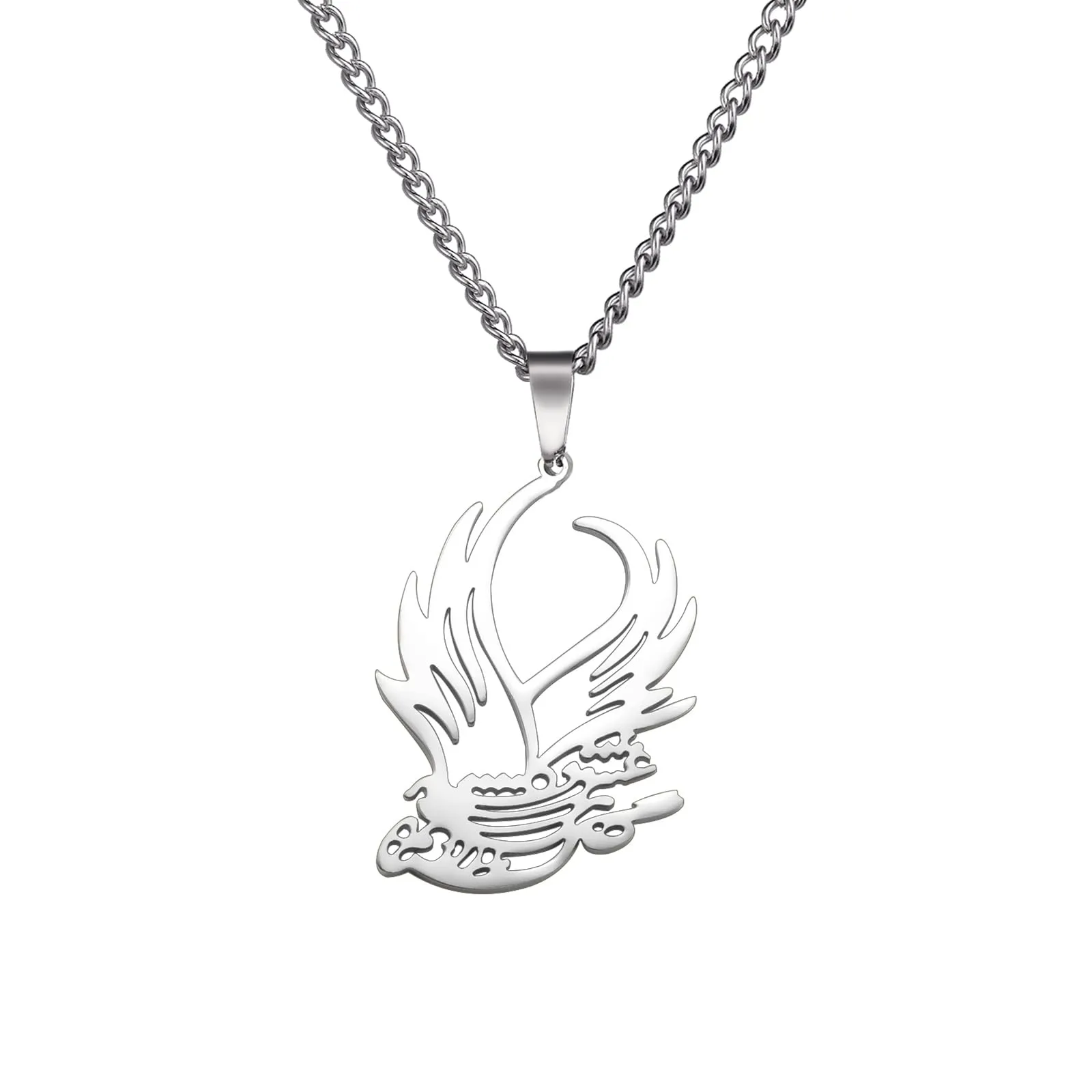 VASSAGO Collana di fenice nascente per donne Collana con ciondolo di uccello di fuoco in acciaio inox per uomini Regali di gioielli alla moda (Collana d'argento con uccelli) - immagine 1