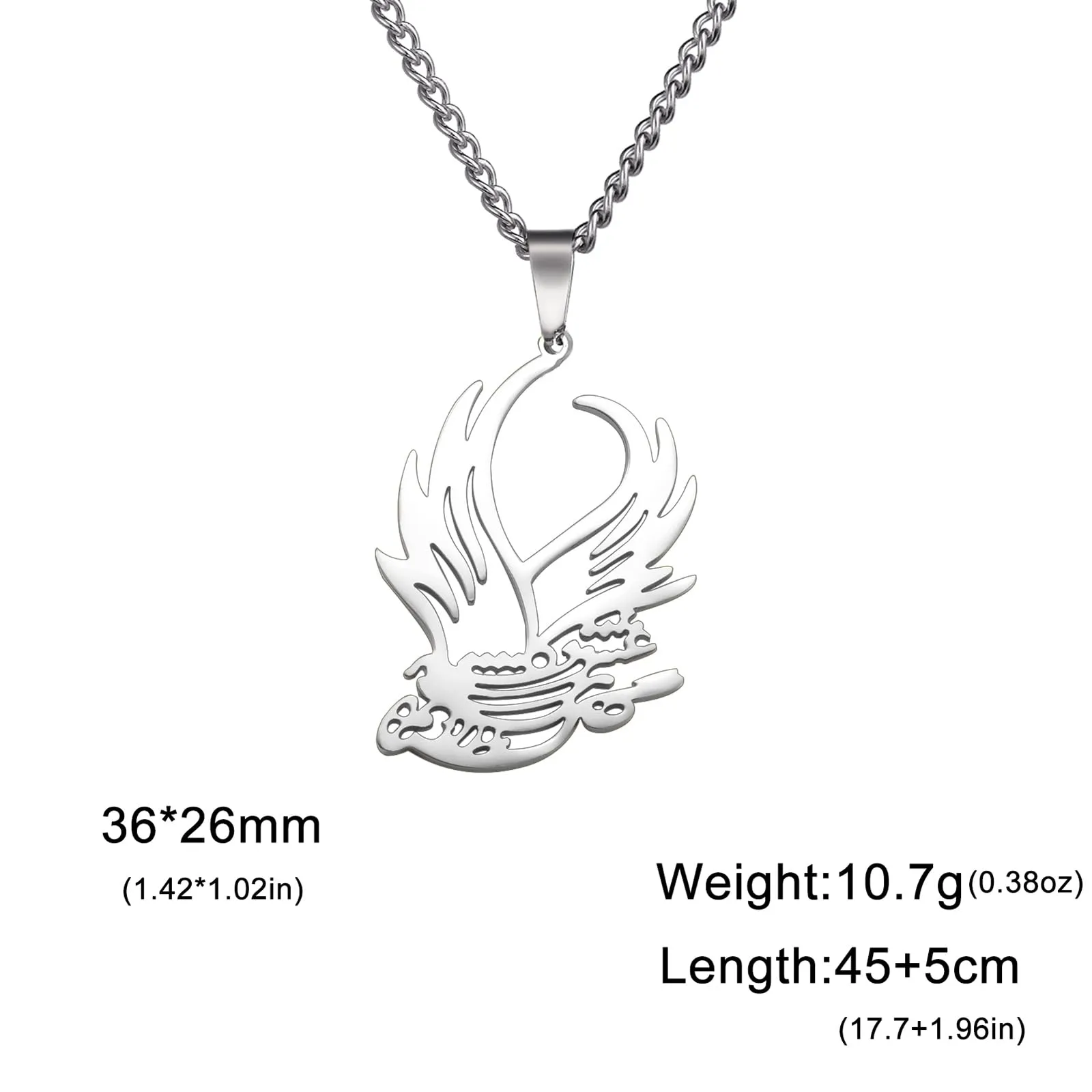 VASSAGO Collana di fenice nascente per donne Collana con ciondolo di uccello di fuoco in acciaio inox per uomini Regali di gioielli alla moda (Collana d'argento con uccelli) - immagine 6