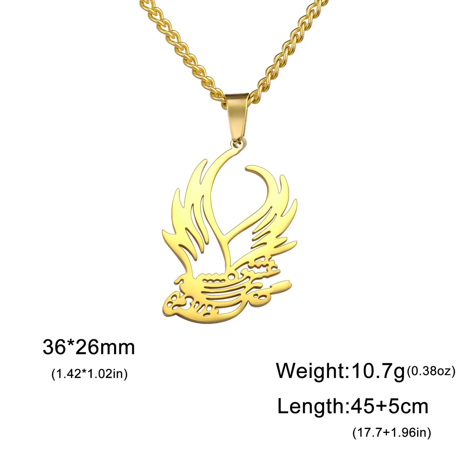 VASSAGO Collana di fenice nascente per donne Collana con ciondolo di uccello di fuoco in acciaio inox per uomini Regali di gioielli alla moda (Collana Uccello Oro) - immagine 6