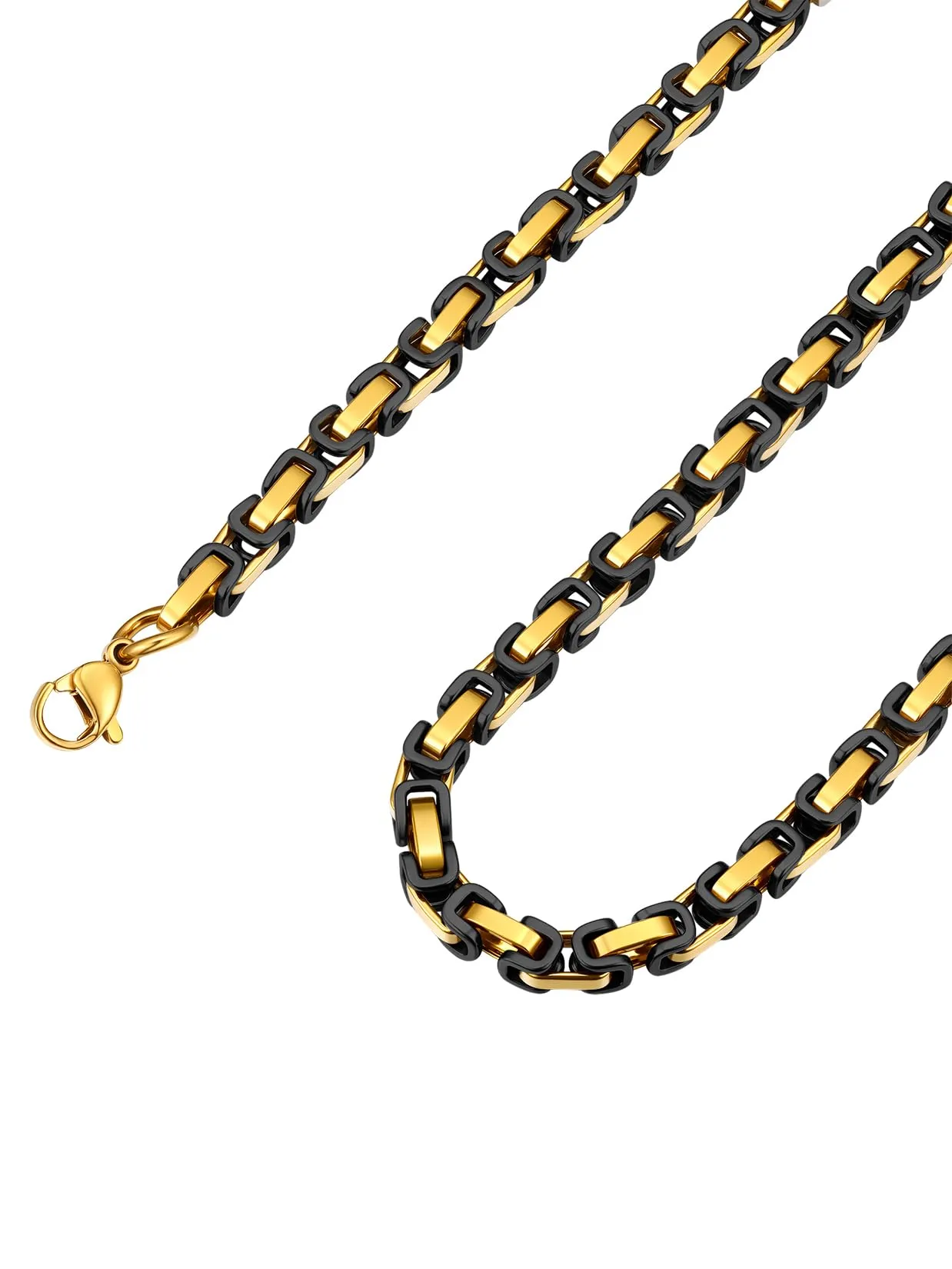 ChainsPro Collana Uomo Donna in Acciaio Inossidabile, 4 mm Catena Collana Uomo Oro Nero Lunga 76cm, Collana Bizantina Uomo Ragazzo Necklace for Men Hiphop Rapper, Idee Regalo per Natale Compleanno - immagine 1
