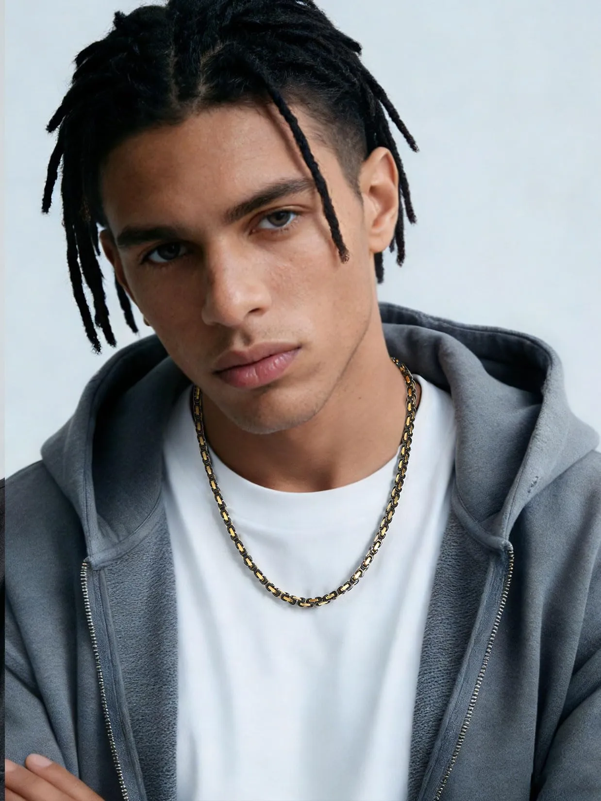 ChainsPro Collana Uomo Donna in Acciaio Inossidabile, 4 mm Catena Collana Uomo Oro Nero Lunga 51cm, Collana Bizantina Uomo Ragazzo Necklace for Men Hiphop Rapper, Idee Regalo per Natale Compleanno - immagine 3