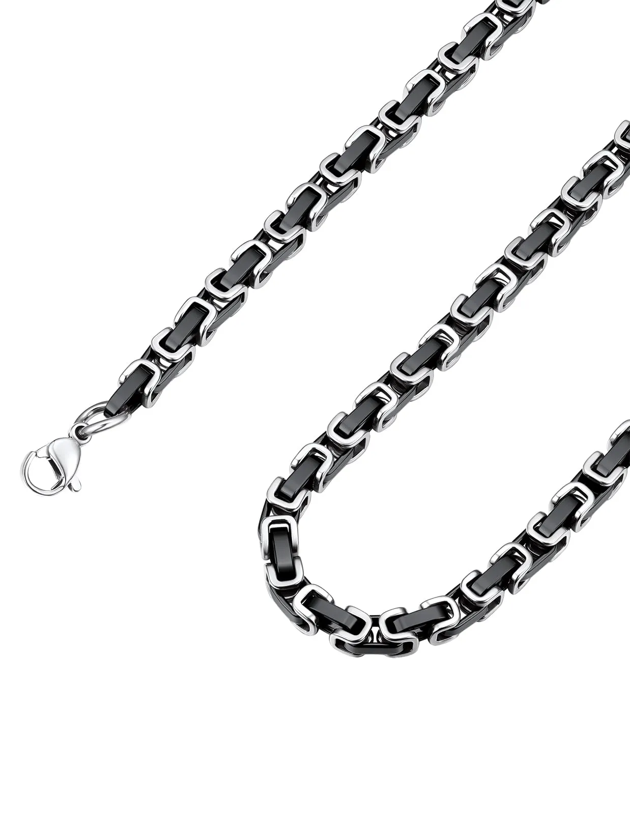 ChainsPro Collane Uomo Donna in Acciaio Inossidabile, 4 mm Collana Catena Uomo Nero Argento Lunga 66cm, Collana Bizantina Uomo Ragazzo Maschio Necklace for Men Hiphop Rapper, Idee Regalo - immagine 1