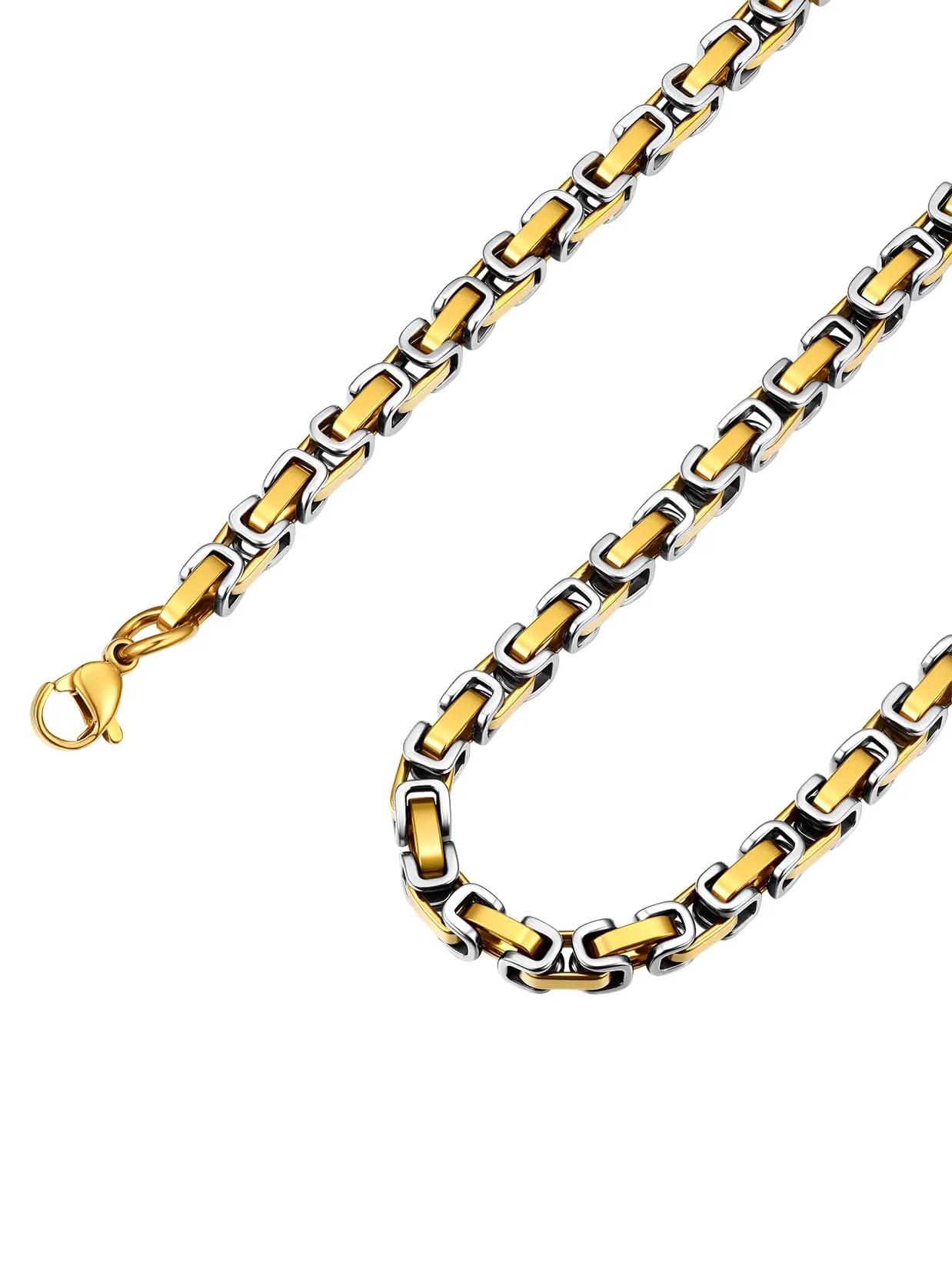 ChainsPro Collana Uomo Donna in Acciaio Inossidabile, 4 mm Catena Collana Uomo Oro Argento Lunga 61cm, Collana Bizantina Uomo Ragazzo Necklace for Men Hiphop Rapper, Idee Regalo per Natale Compleanno - immagine 1