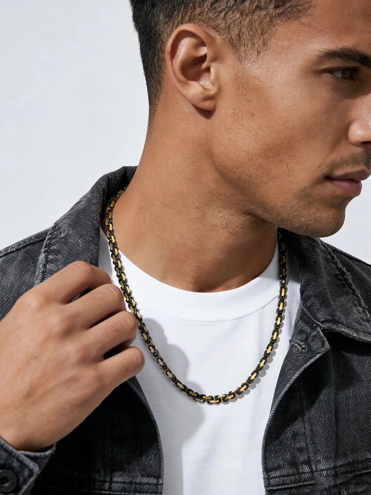 ChainsPro Collana Uomo Donna in Acciaio Inossidabile, 4 mm Catena Collana Uomo Oro Nero Lunga 66cm, Collana Bizantina Uomo Ragazzo Necklace for Men Hiphop Rapper, Idee Regalo per Natale Compleanno - immagine 2