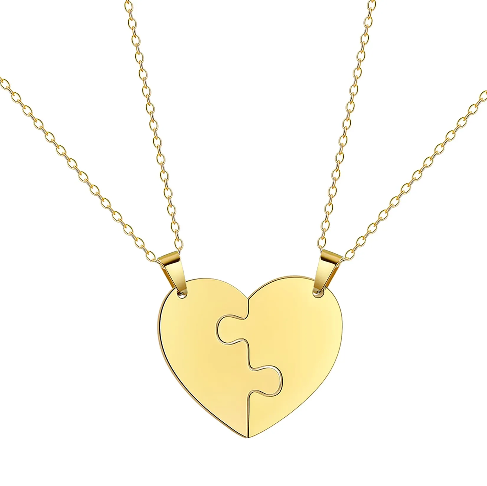 EUEAVAN Collana con cuore spezzato Ciondolo della migliore amica BFF Foever Due mezzi cuori Collana con cuore abbinato Gioielli di coppia Regalo di San Valentino (oro) - immagine 1