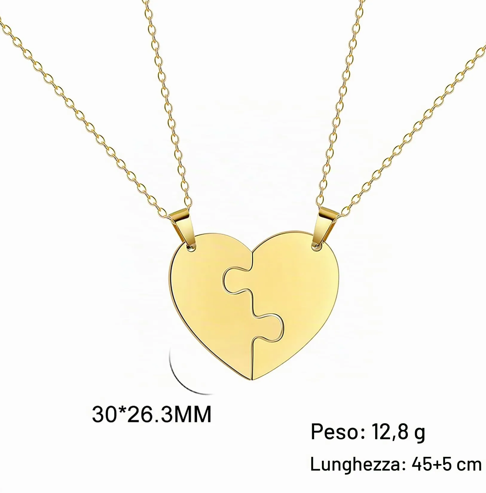 EUEAVAN Collana con cuore spezzato Ciondolo della migliore amica BFF Foever Due mezzi cuori Collana con cuore abbinato Gioielli di coppia Regalo di San Valentino (oro) - immagine 6