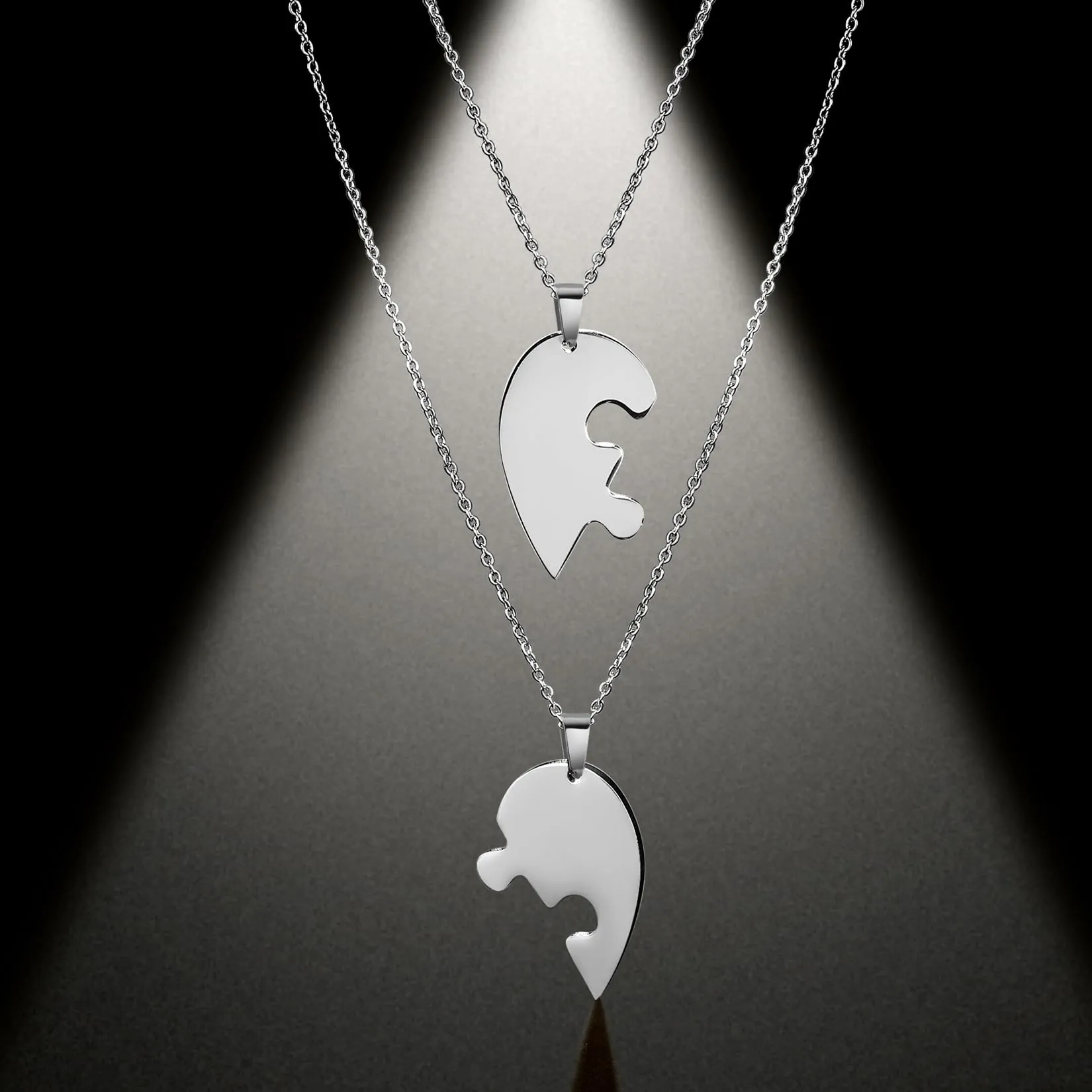 EUEAVAN Collana con cuore spezzato Ciondolo della migliore amica BFF Foever Due mezzi cuori Collana con cuore abbinato Gioielli di coppia Regalo di San Valentino (argento) - immagine 4