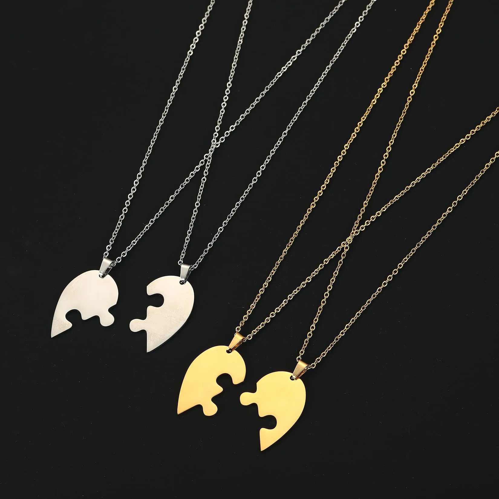 EUEAVAN Collana con cuore spezzato Ciondolo della migliore amica BFF Foever Due mezzi cuori Collana con cuore abbinato Gioielli di coppia Regalo di San Valentino (argento) - immagine 5