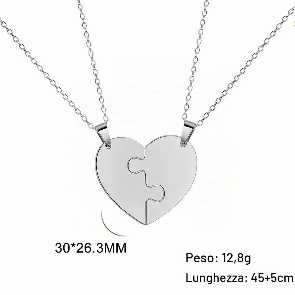 EUEAVAN Collana con cuore spezzato Ciondolo della migliore amica BFF Foever Due mezzi cuori Collana con cuore abbinato Gioielli di coppia Regalo di San Valentino (argento) - immagine 6