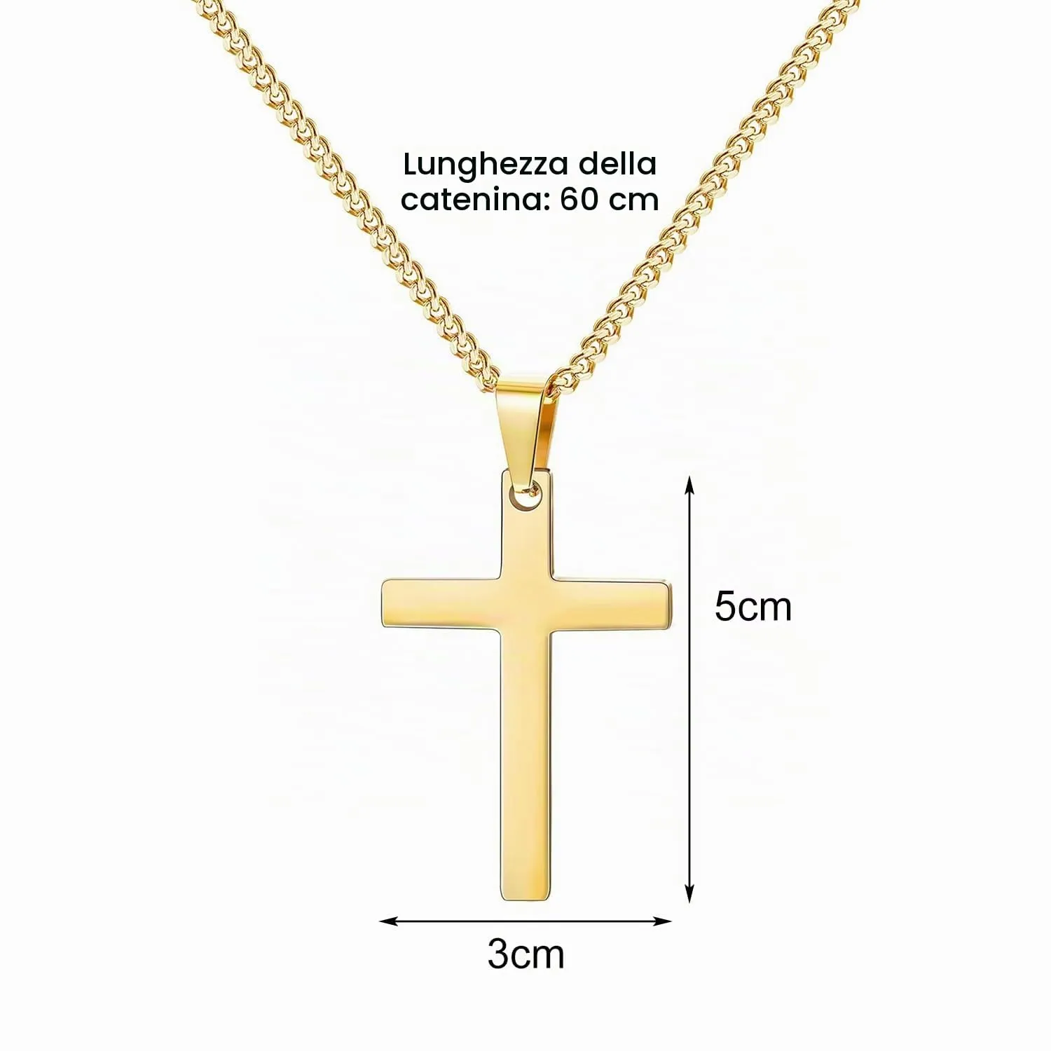 Maykafay Collana Croce Uomo, Crocifisso Collana Uomo in Acciaio Inossidabile, Catena con Pendente Croce Catenina, Oro - immagine 2