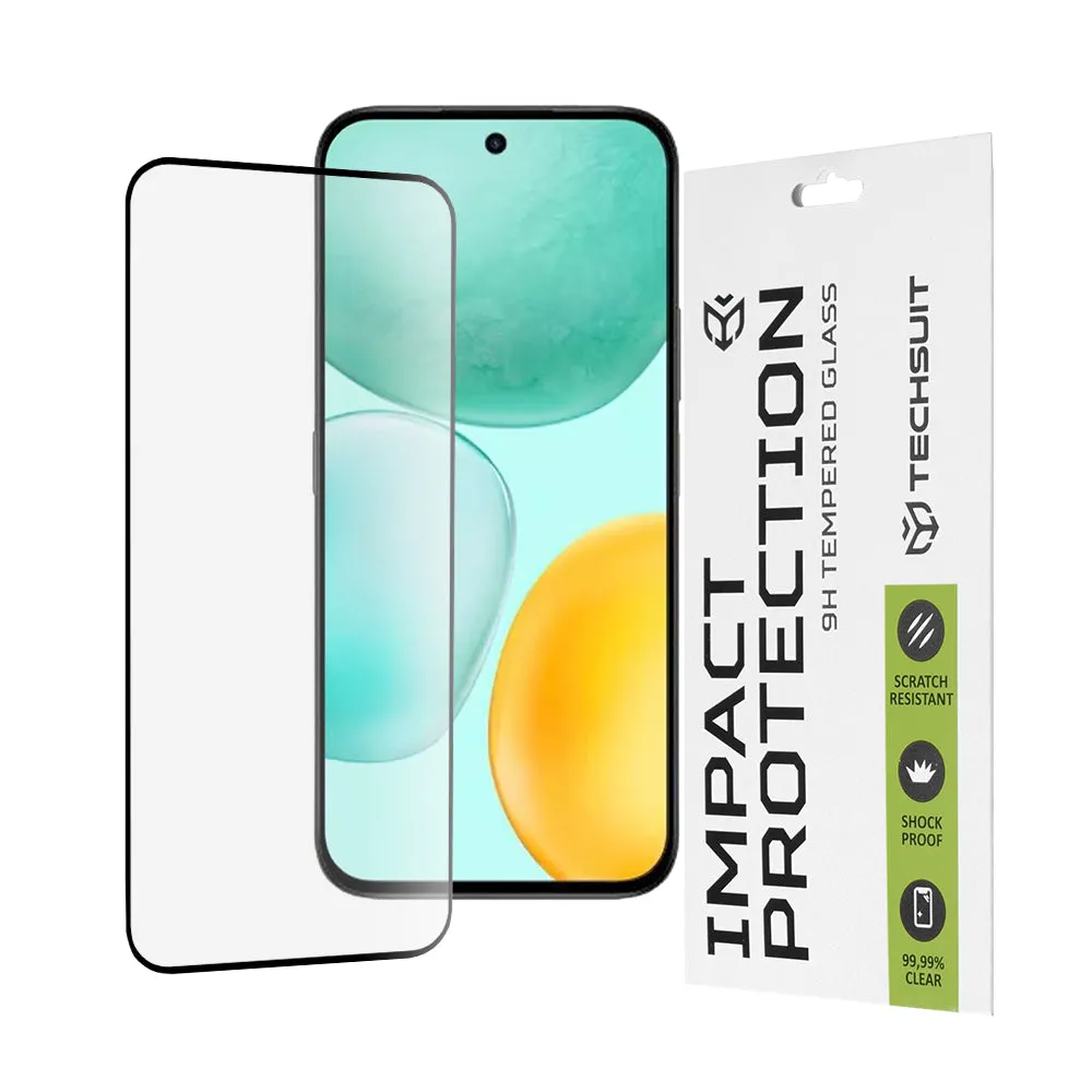 Pellicola protettiva per schermo Techsuit per Honor X6c, Vetro temperato, Full Glue, 111D, Nero - immagine 1