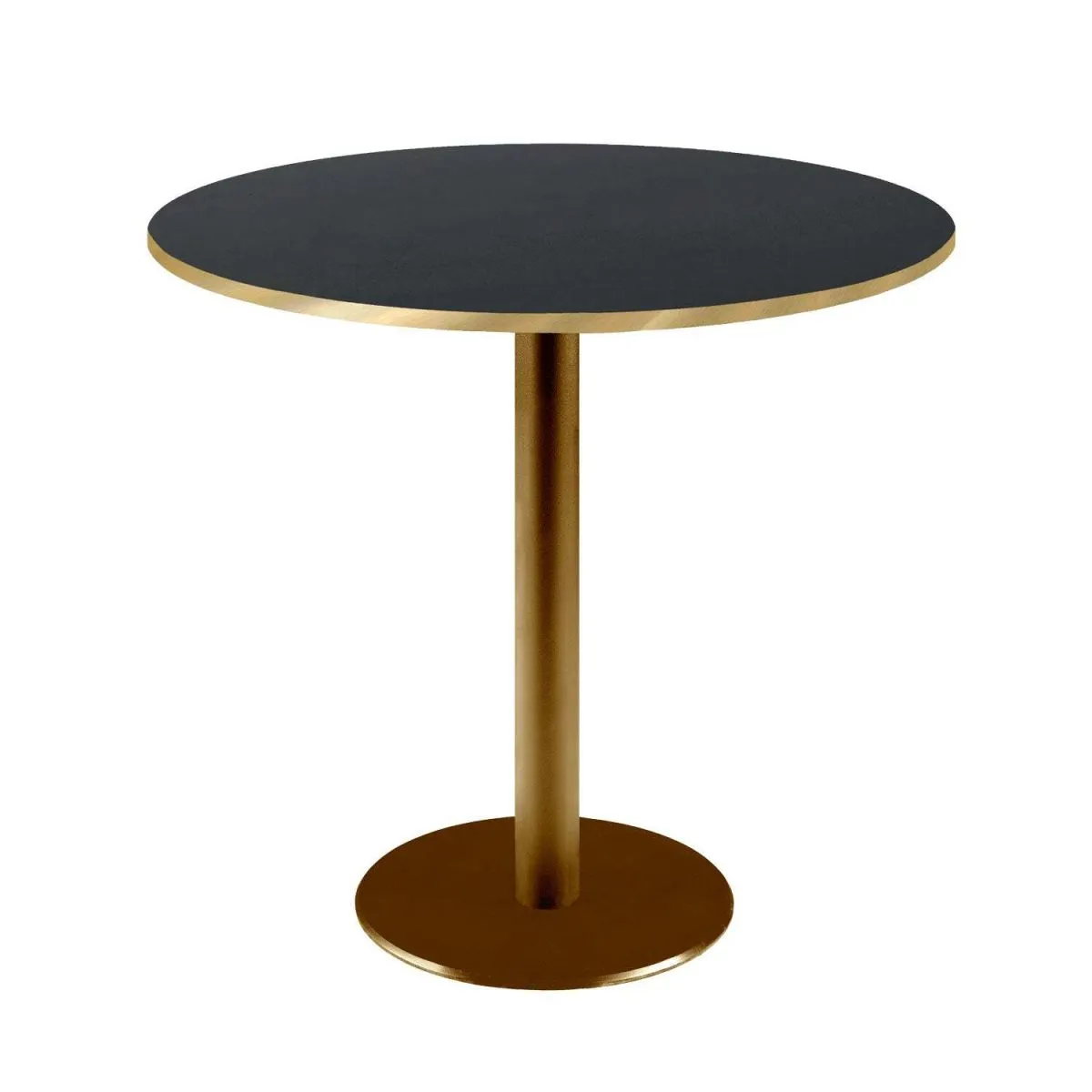 RestooTab Tavolo Rome rotondo base dorato - bordi color ottone; 75x70 cm (HxØ); Piano tavolo nero/ottone, struttura ottone; rotonda - immagine 1
