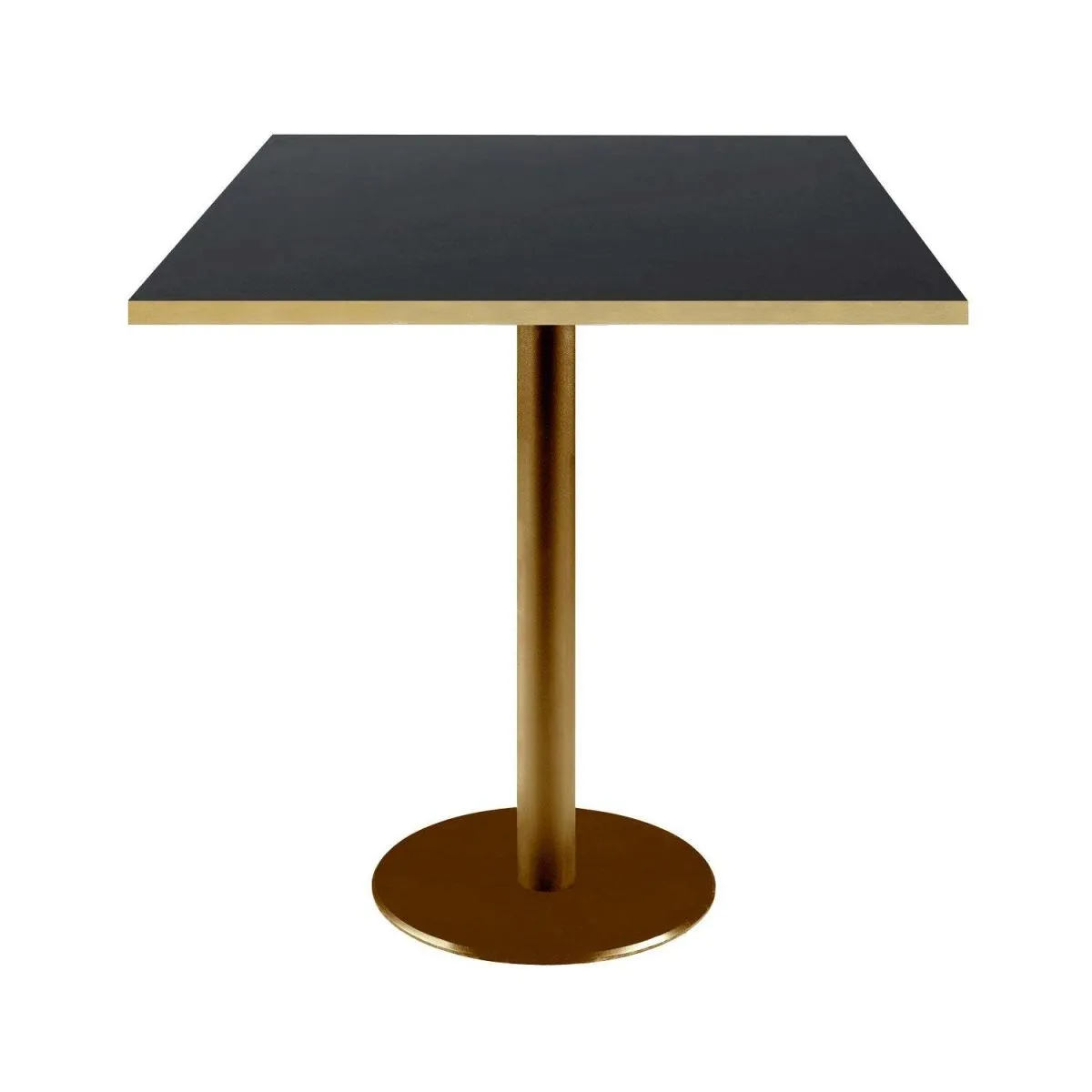 RestooTab Tavolo Rome quadrato base dorato - bordi color ottone; 70x70x75 cm (LxLxH); Piano tavolo nero/ottone, struttura ottone; quadrata - immagine 1