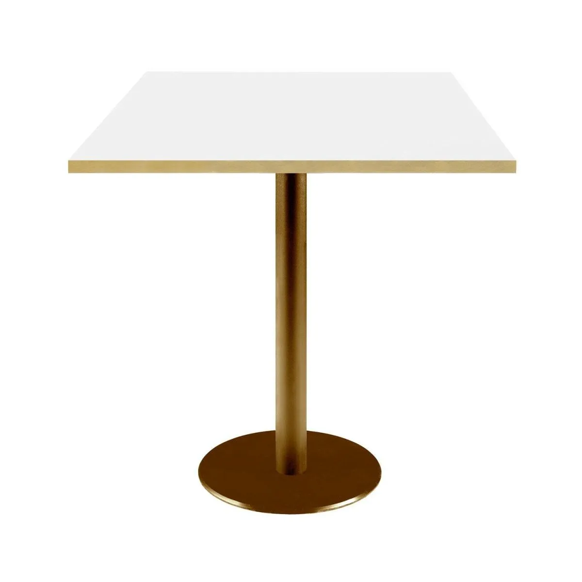 RestooTab Tavolo Rome quadrato base dorato - bordi color ottone; 70x70x75 cm (LxLxH); Piano tavolo bianco/ottone, struttura ottone; quadrata - immagine 1