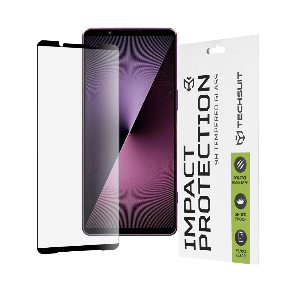 Pellicola protettiva per schermo Techsuit per Sony Xperia 1 VII, Vetro temperato, Full Glue, 111D, Nero - immagine 1