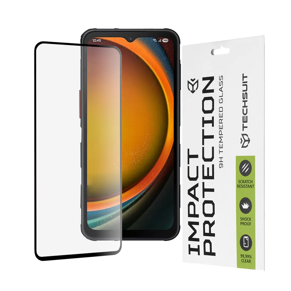 Pellicola protettiva per schermo Techsuit per Samsung Galaxy XCover7 Pro, Vetro Temperato, Full Glue, 111D, Nero - immagine 1
