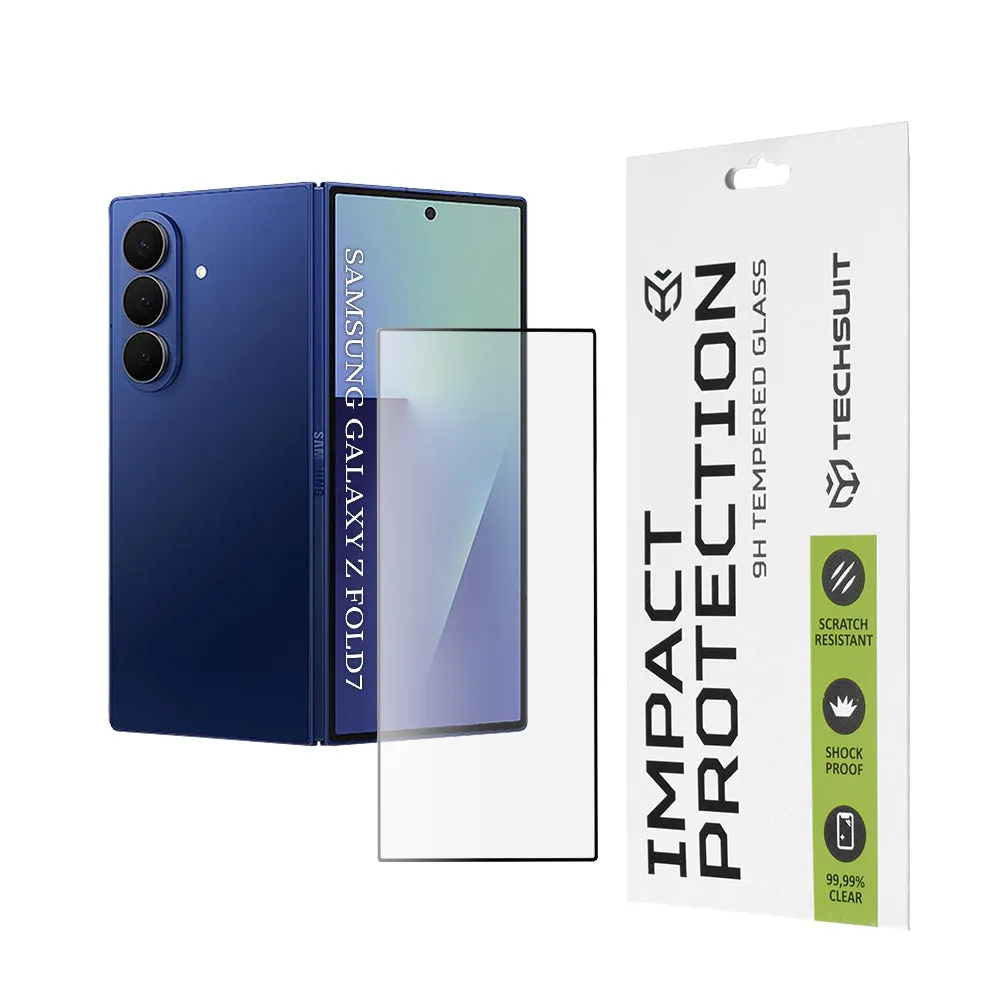 Pellicola Protettiva per Schermo Esterno Techsuit per Samsung Galaxy Z Fold7 F966, Vetro Temperato, Full Glue, 111D, Nero - immagine 1