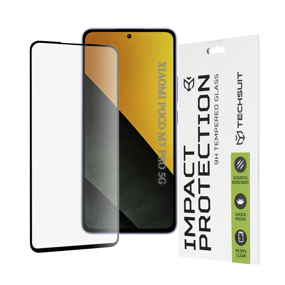 Pellicola Protettiva per Schermo Techsuit per Xiaomi Poco M7 Pro 5G, Vetro Temperato, Full Glue, 111D, Nero - immagine 1