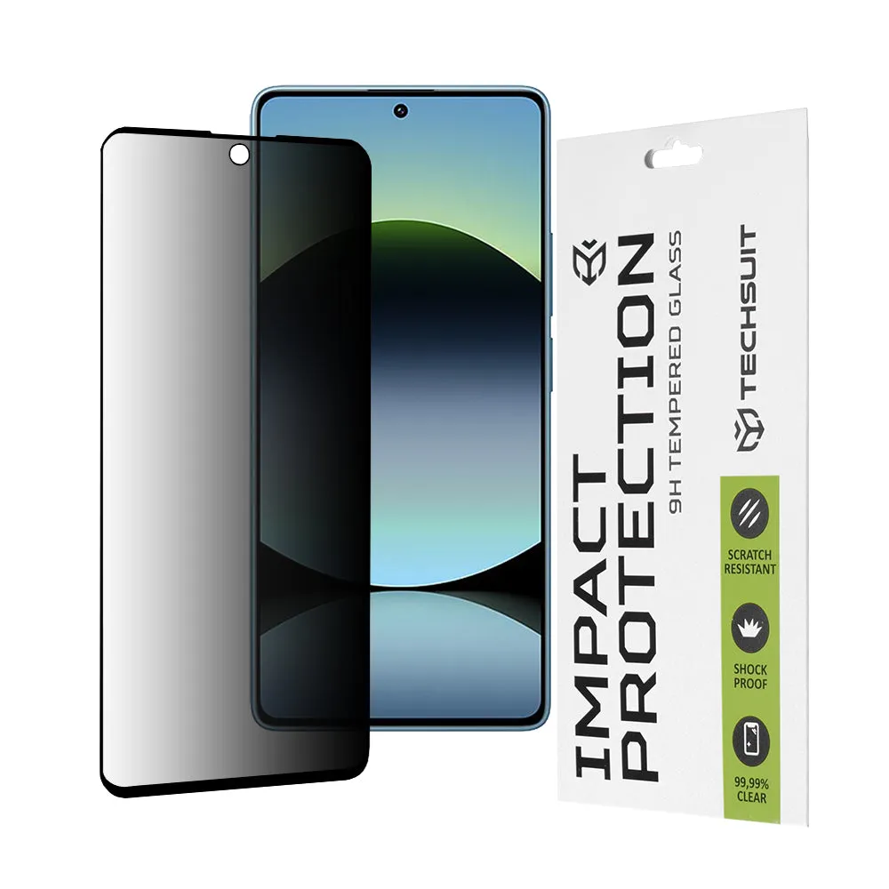 Pellicola protettiva per schermo Privacy Techsuit per Xiaomi Redmi Note 14S, Vetro Temperato, Full Glue, 111D - immagine 1