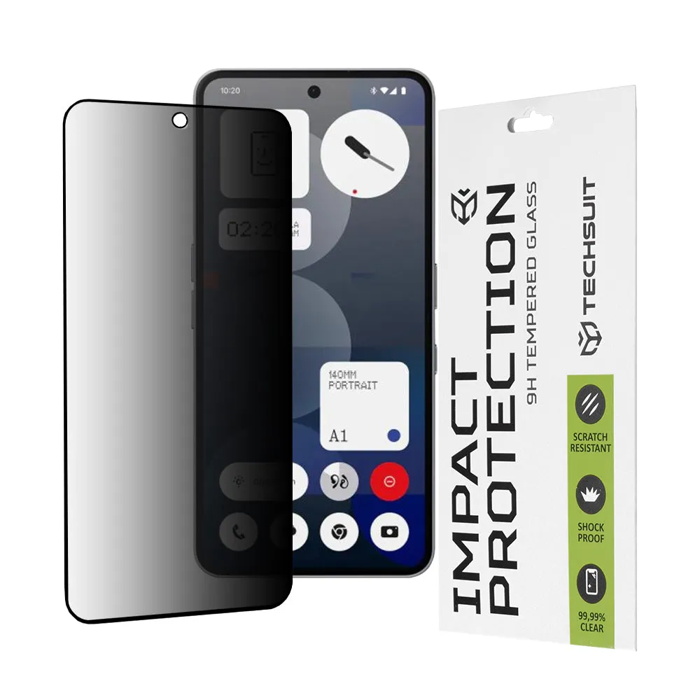 Pellicola protettiva per schermo Privacy Techsuit per Nothing Phone (3a) / Phone (3a) Pro, Vetro temperato, Full Glue, 111D - immagine 1