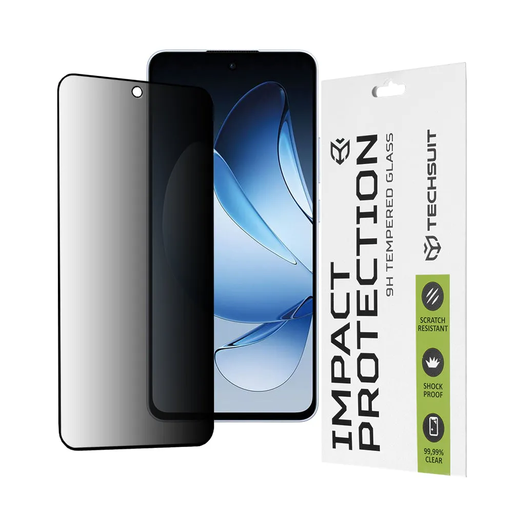 Pellicola protettiva per schermo Privacy Techsuit per Oppo Reno13, Vetro temperato, Full Glue, 111D - immagine 1