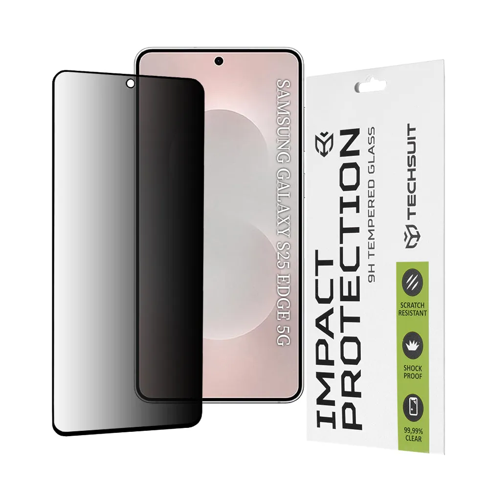 Pellicola protettiva per schermo Privacy Techsuit per Samsung Galaxy S25 Edge S937, Vetro Temperato, Full Glue, 111D - immagine 1